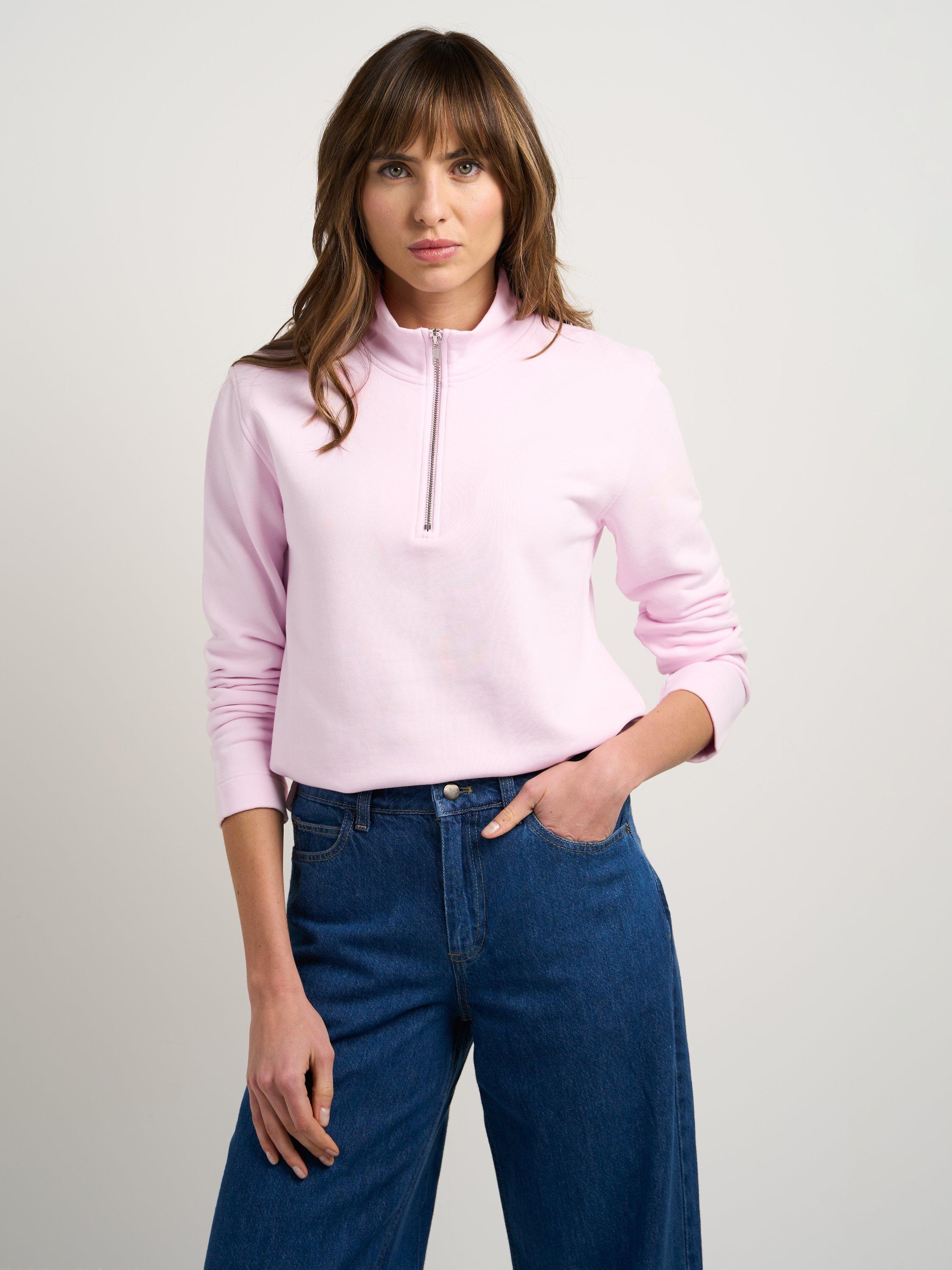 Product image 3 of 4, which shows Celtic & Co. Robyn Quarter Zip Jumper, Pink Ice, 14