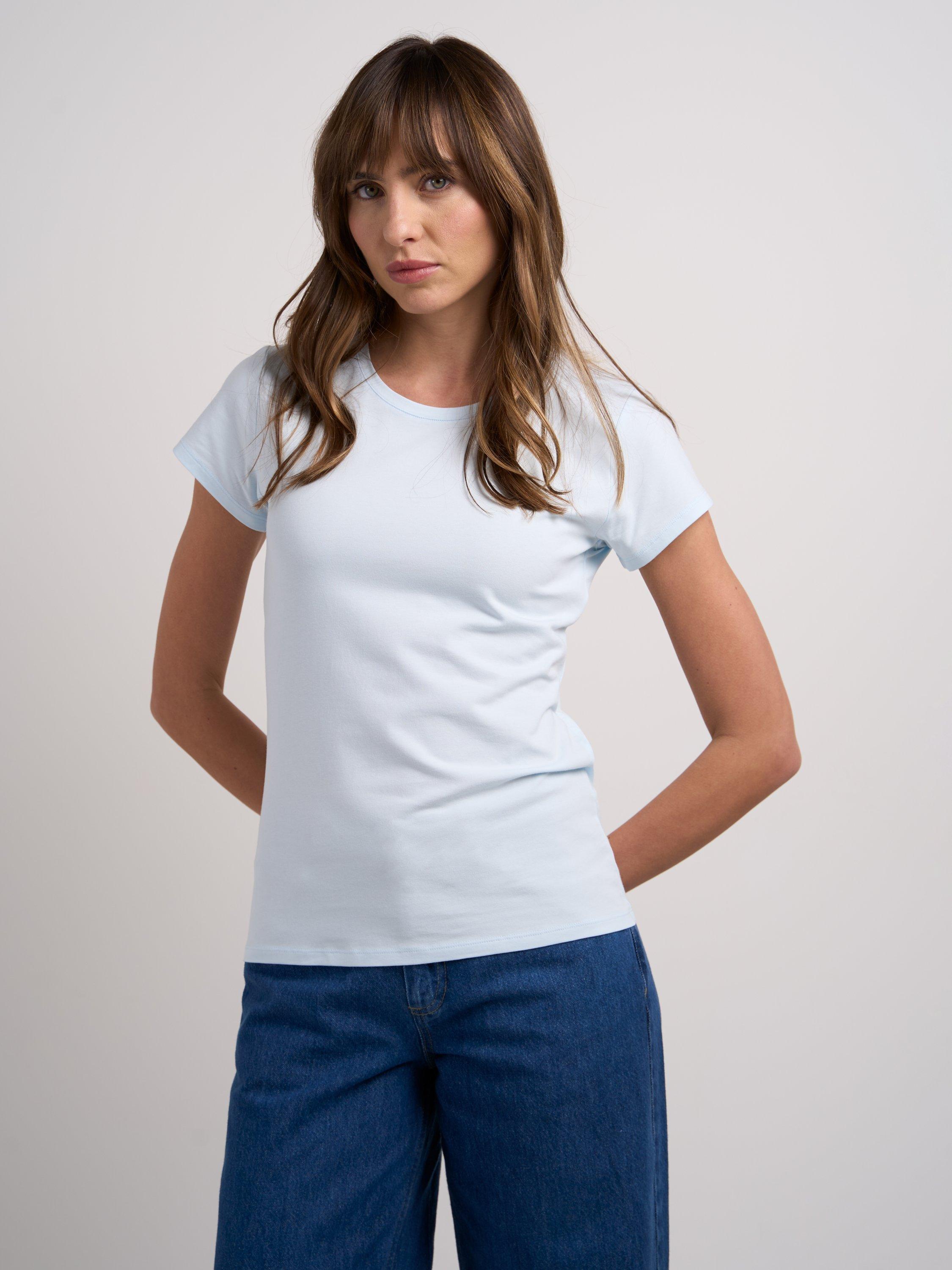 Product image 1 of 2, which shows Celtic & Co. Cotton Blend Round Neck T-Shirt, Ice Blue, 8
