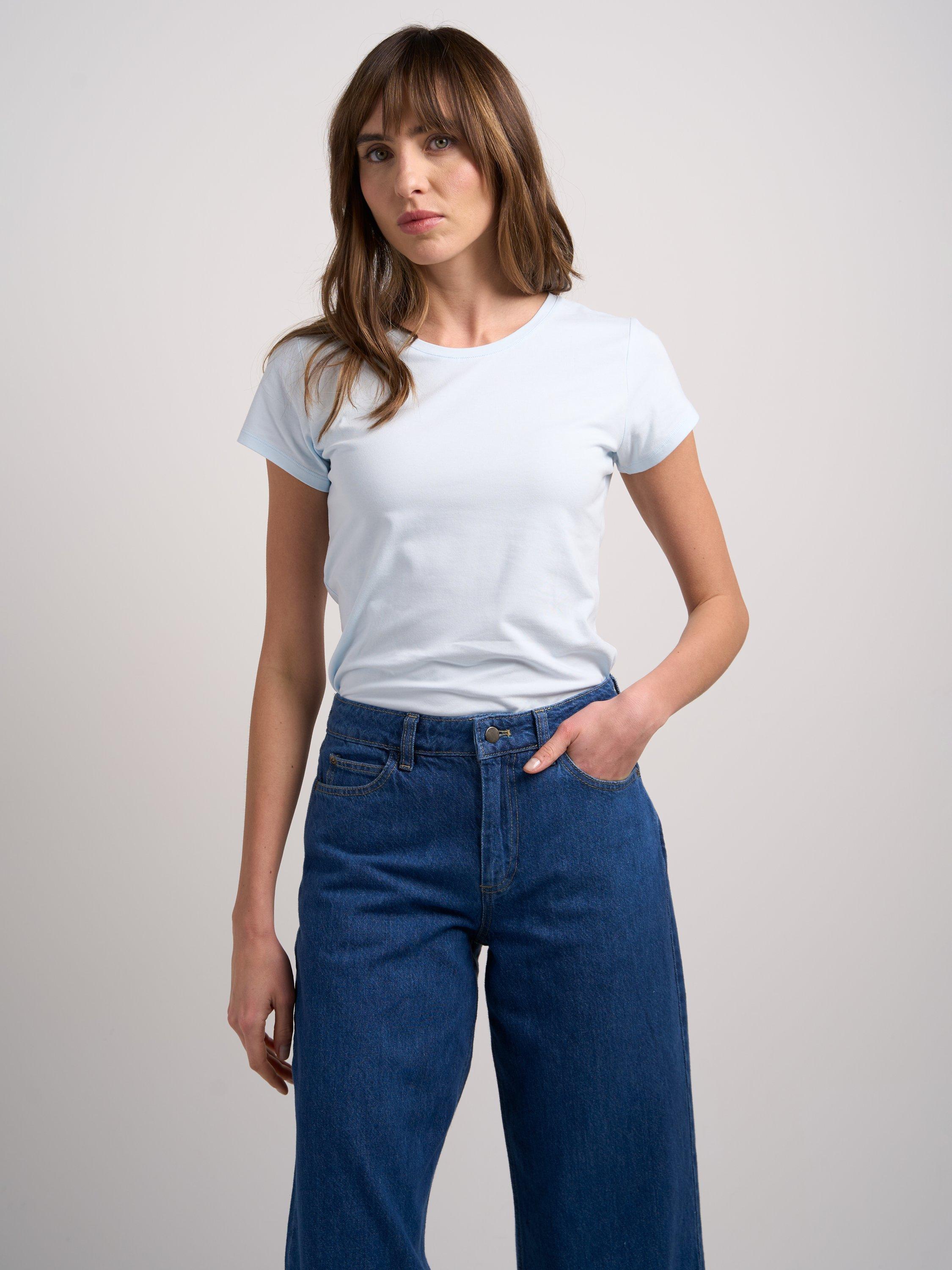 Product image 2 of 2, which shows Celtic & Co. Cotton Blend Round Neck T-Shirt, Ice Blue, 8