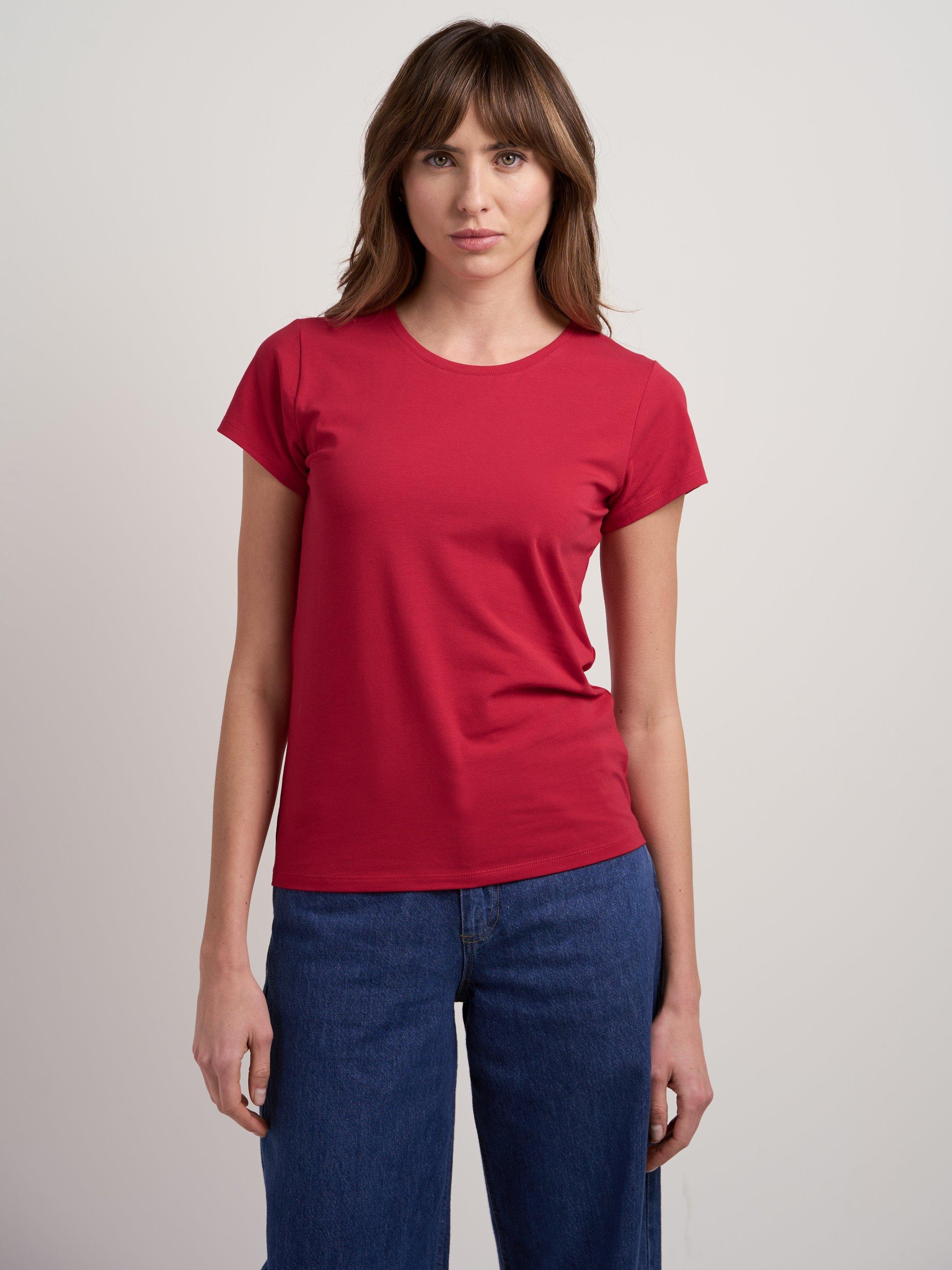 Product image 1 of 3, which shows Celtic & Co. Cotton Blend Round Neck T-Shirt, Cherry, 8