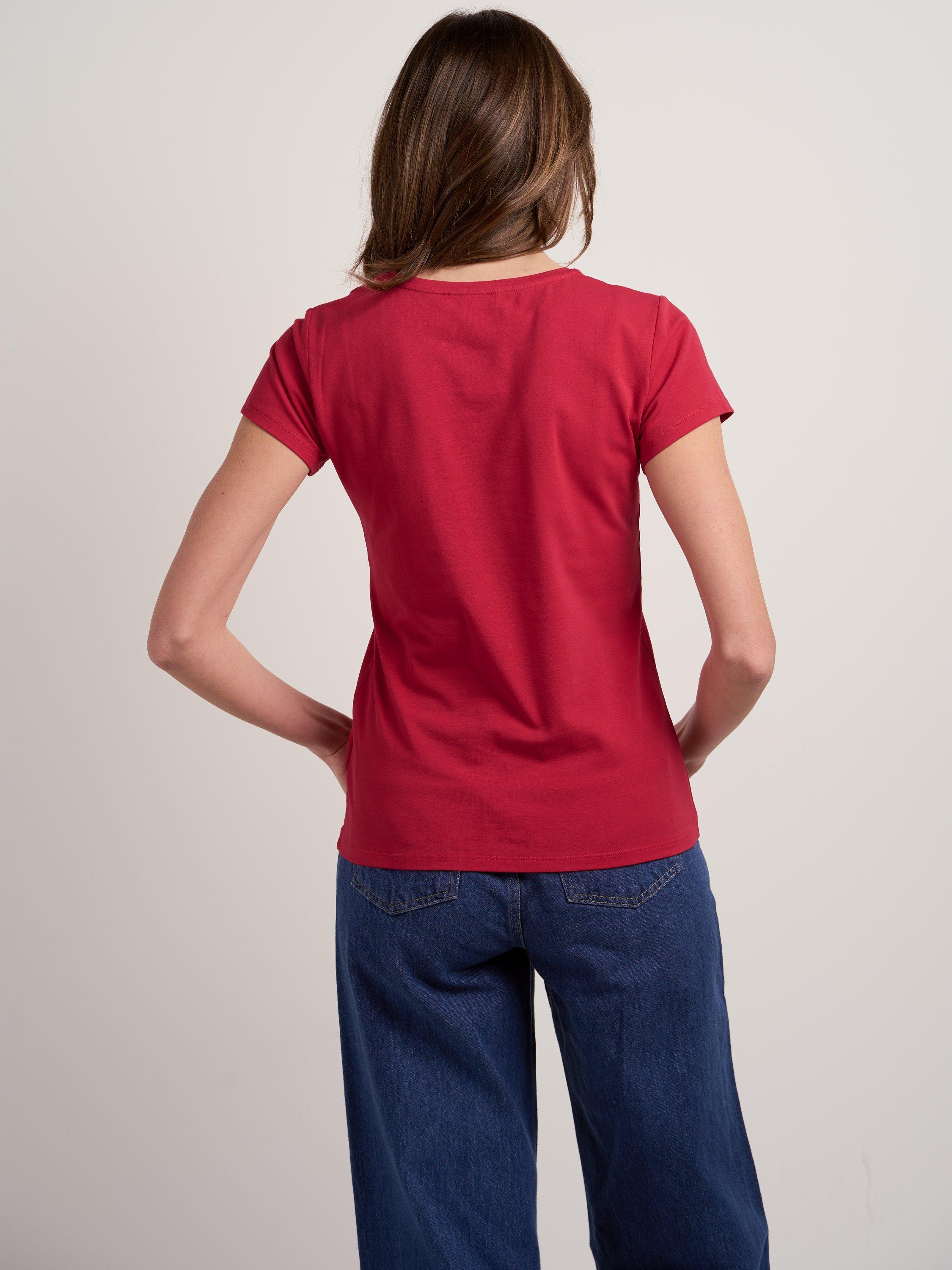 Product image 2 of 3, which shows Celtic & Co. Cotton Blend Round Neck T-Shirt, Cherry, 8