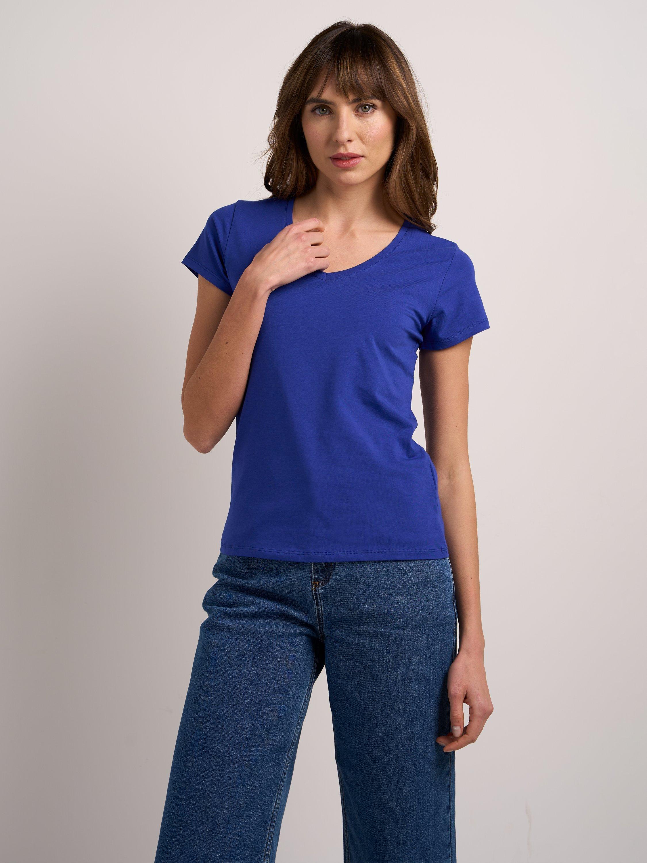 Product image 1 of 3, which shows Celtic & Co. Cotton V-Neck T-Shirt, Royal Blue, 14