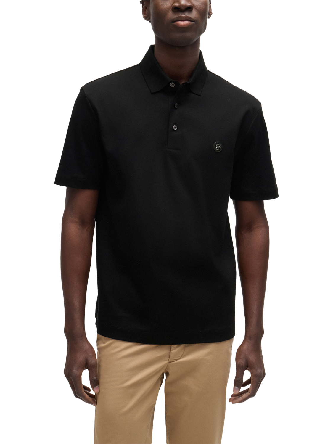 Product image 1 of 5, which shows BOSS Cotton Regular Fit Double B Logo Polo Shirt, Black, S