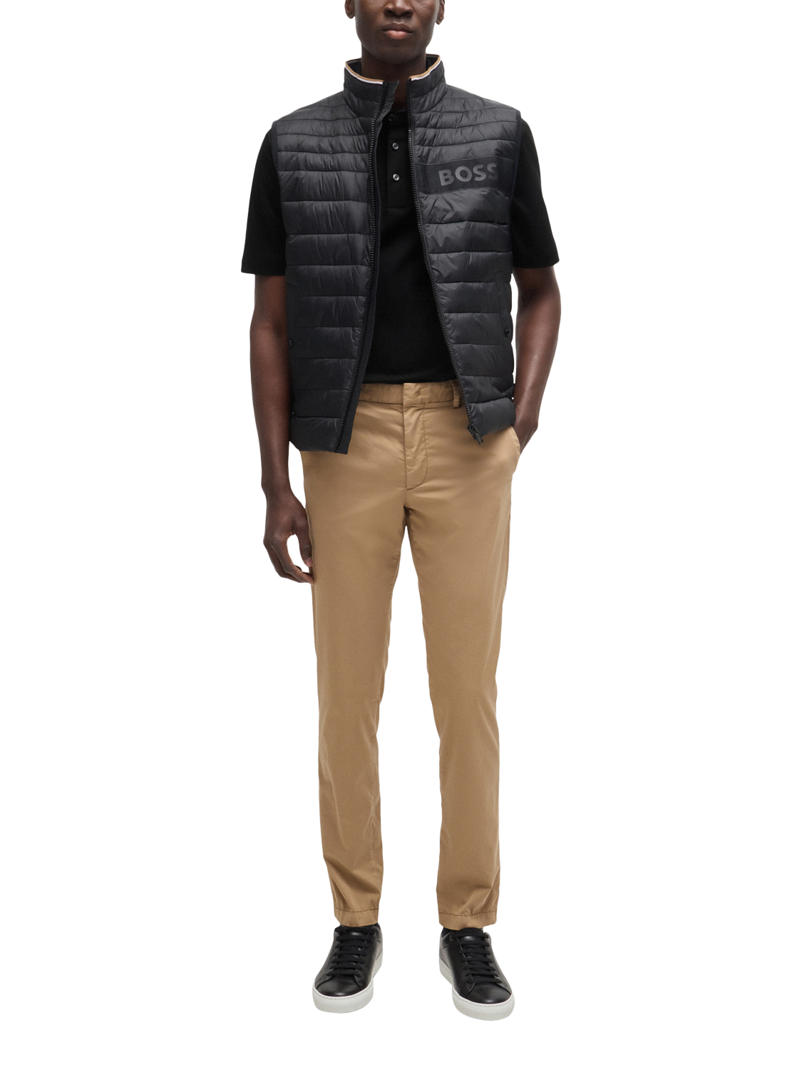 Product image 3 of 5, which shows BOSS Cotton Regular Fit Double B Logo Polo Shirt, Black, S