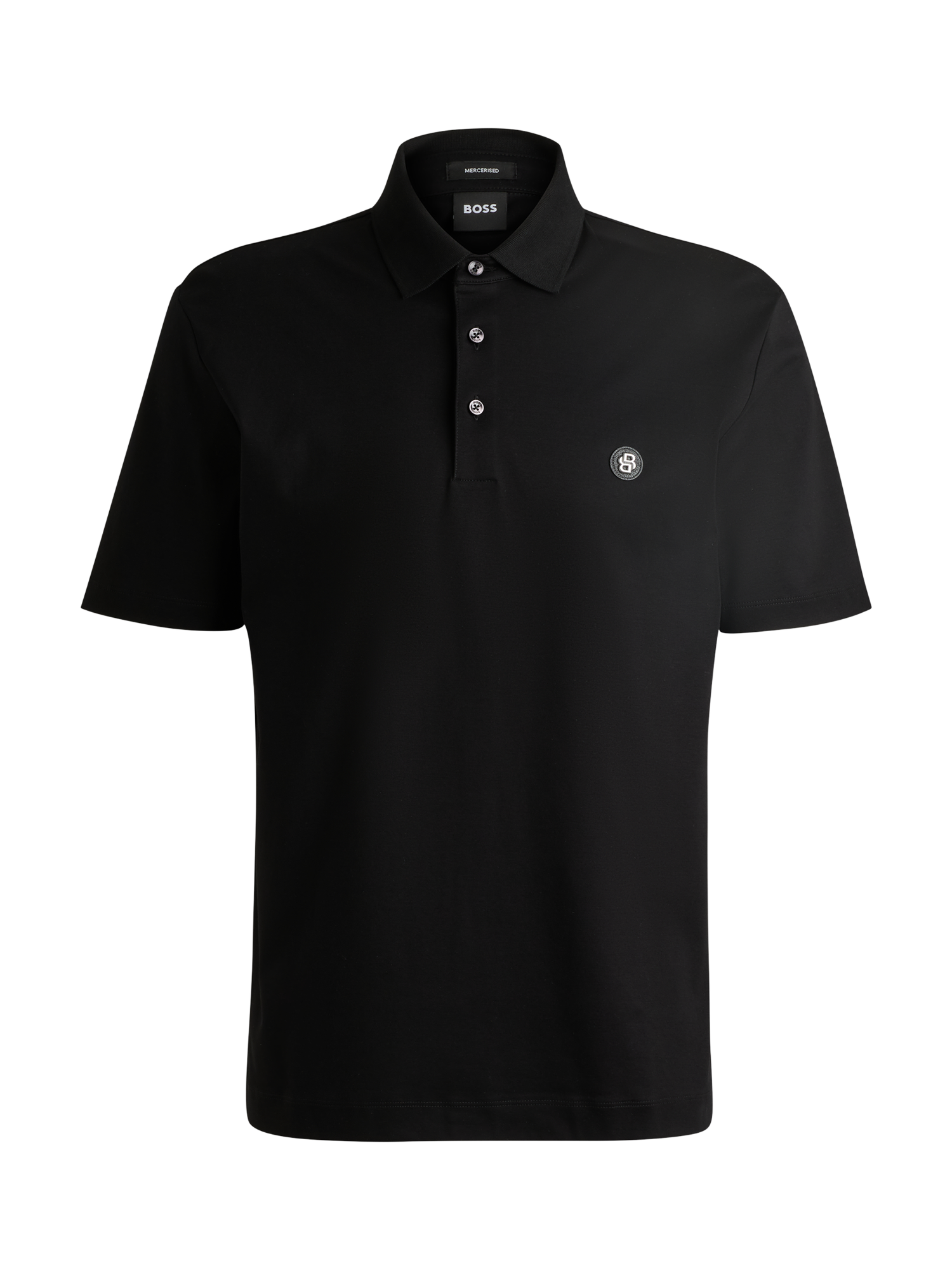 Product image 4 of 5, which shows BOSS Cotton Regular Fit Double B Logo Polo Shirt, Black, S