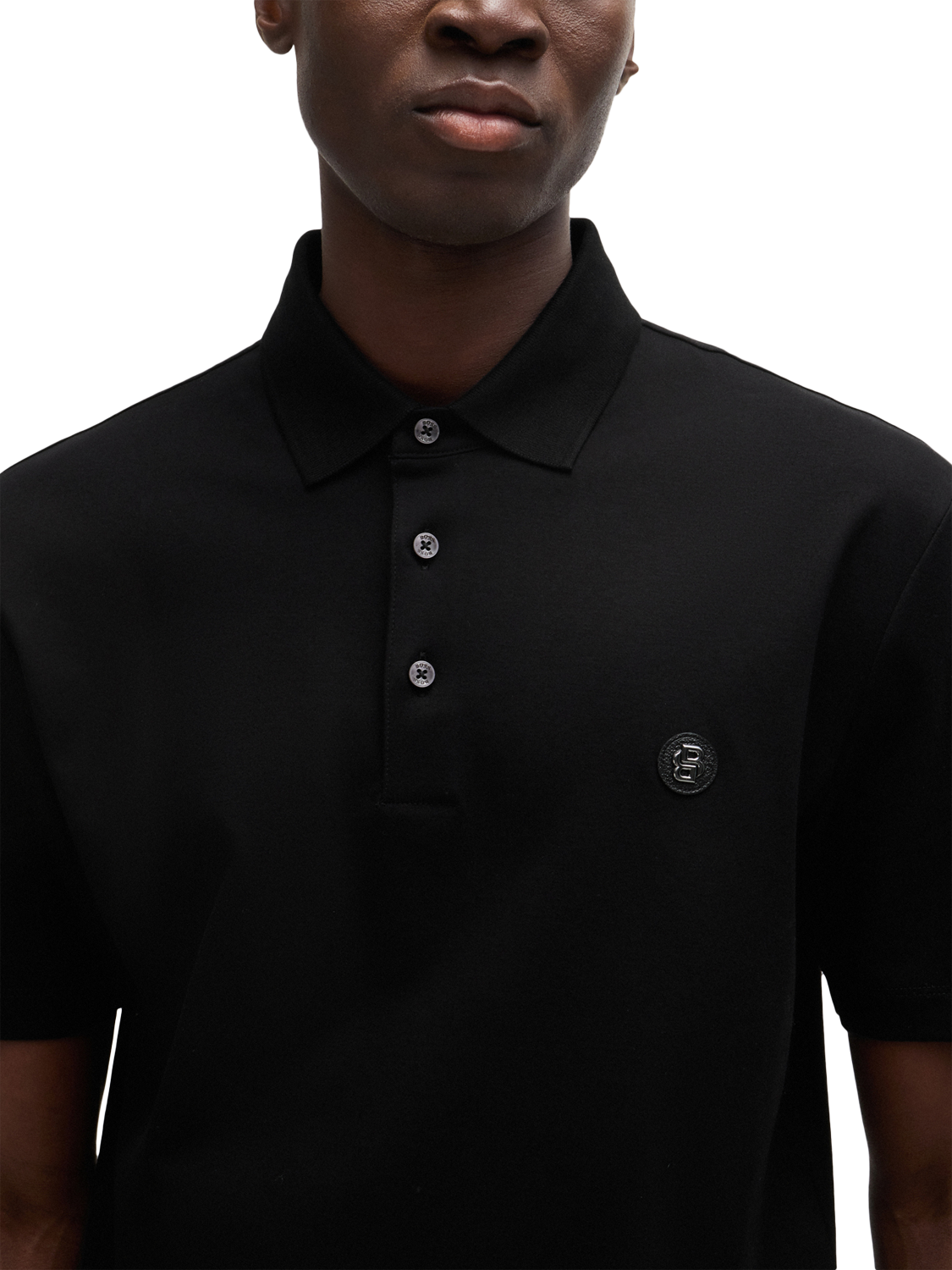 Product image 5 of 5, which shows BOSS Cotton Regular Fit Double B Logo Polo Shirt, Black, S