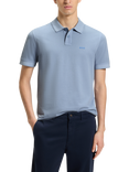 BOSS Cotton Regular Fit Short Sleeve Polo Shirt, Mid Blue