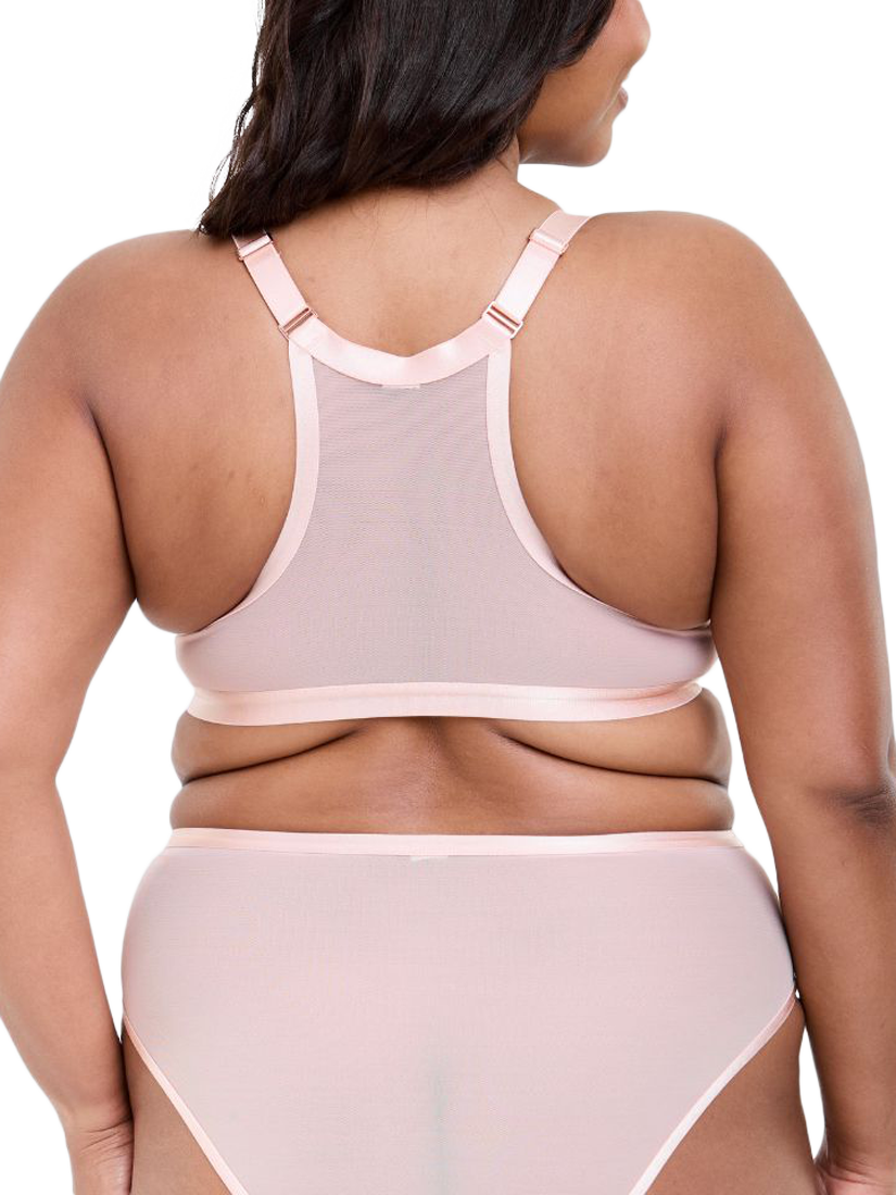 Product image 3 of 6, which shows Oola Lingerie Soft Mesh Front Fastening Plunge Bra, Pale Pink, 38D