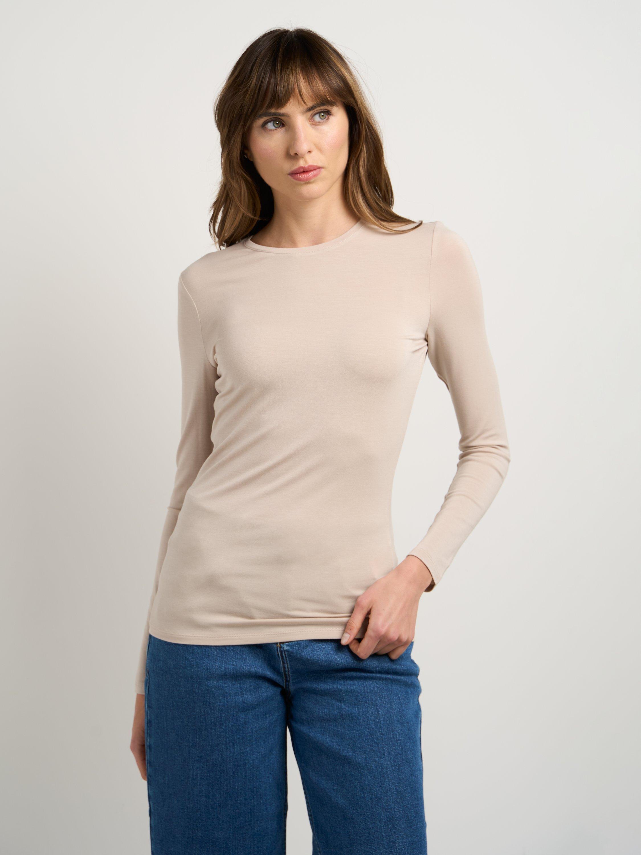 Product image 1 of 3, which shows Celtic & Co. Silky Crew Neck Top, Chateau, 14