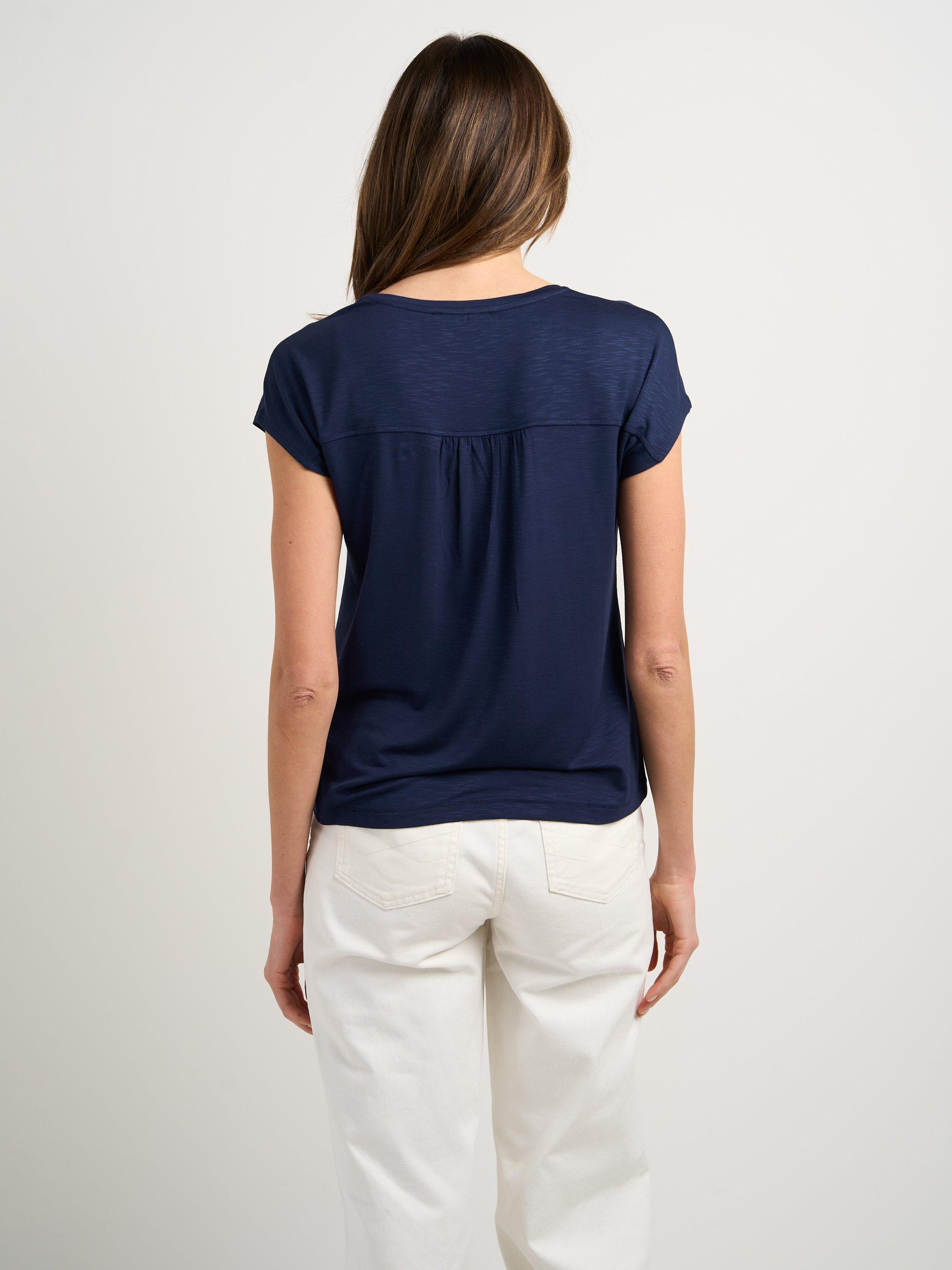 Product image 2 of 2, which shows Celtic & Co. Mara V-Neck T-Shirt, Navy, 14