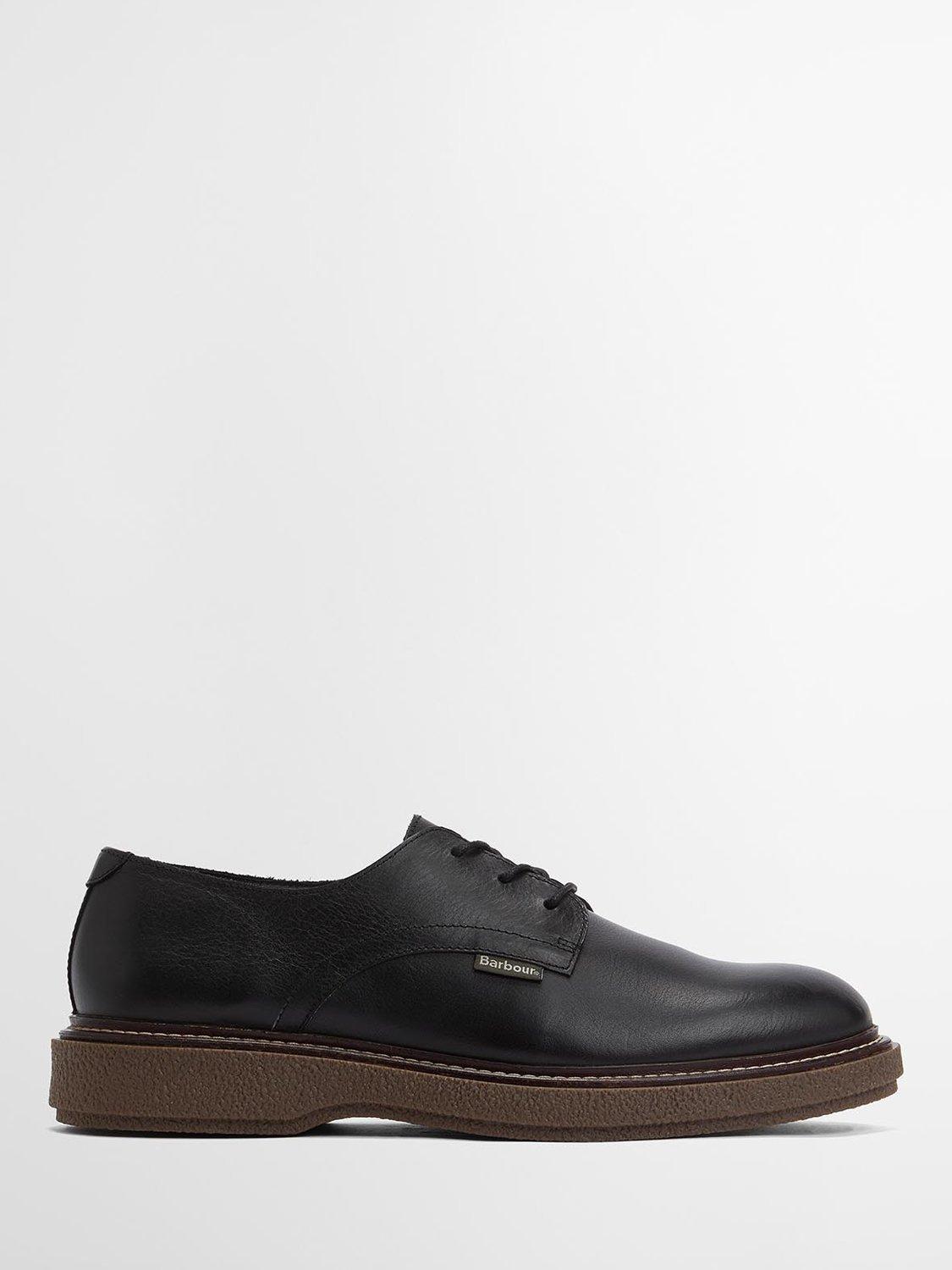 Product image 1 of 8, which shows Barbour Harefield Leather Derby Shoes, Black, 10