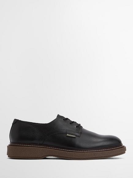 Barbour Harefield Leather Derby Shoes, Black, Black
