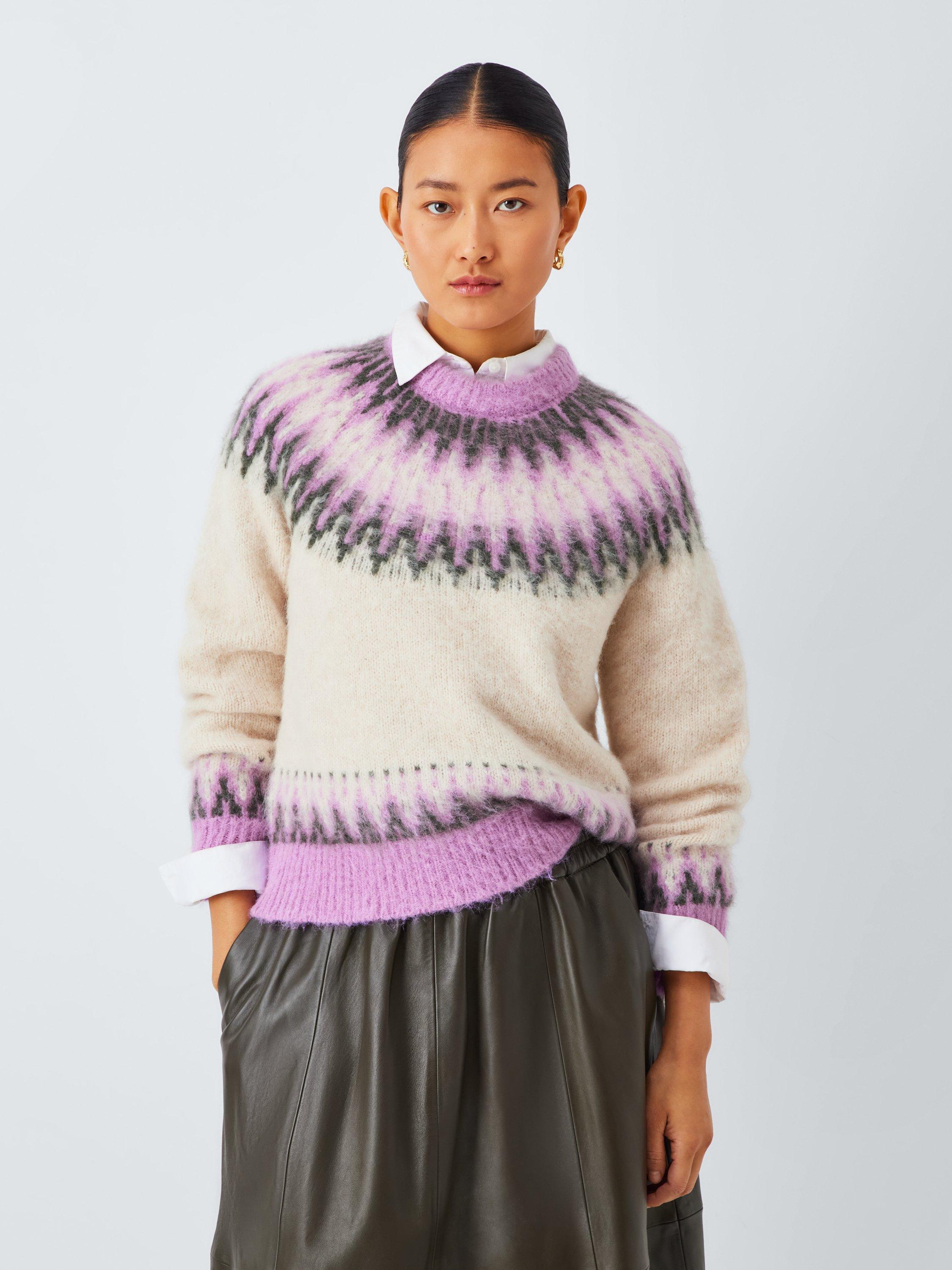 Product image 1 of 6, which shows John Lewis Alpaca Wool Blend Fair Isle Knit Jumper, Cream/Multi, 12