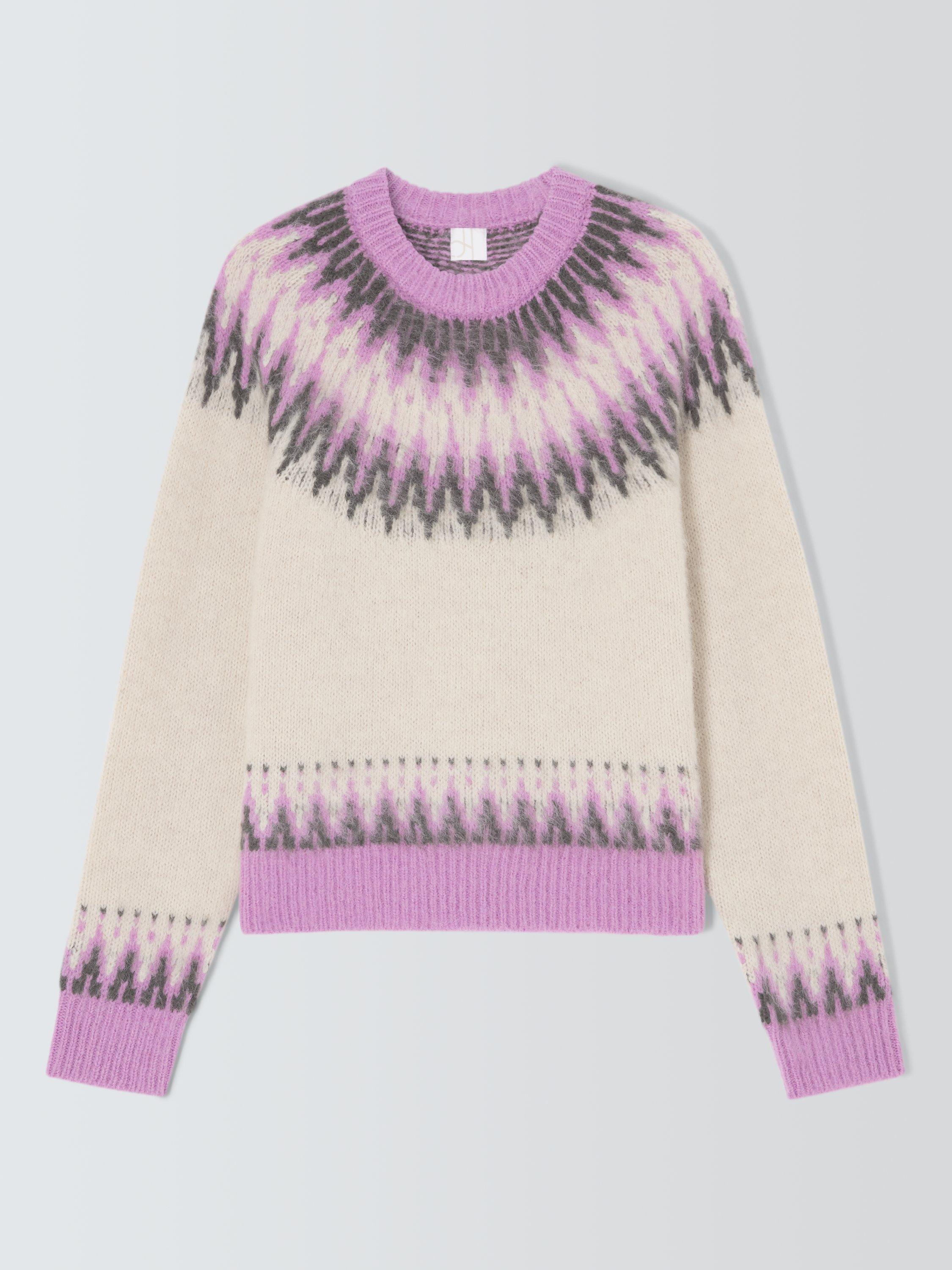 Product image 4 of 6, which shows John Lewis Alpaca Wool Blend Fair Isle Knit Jumper, Cream/Multi, 12