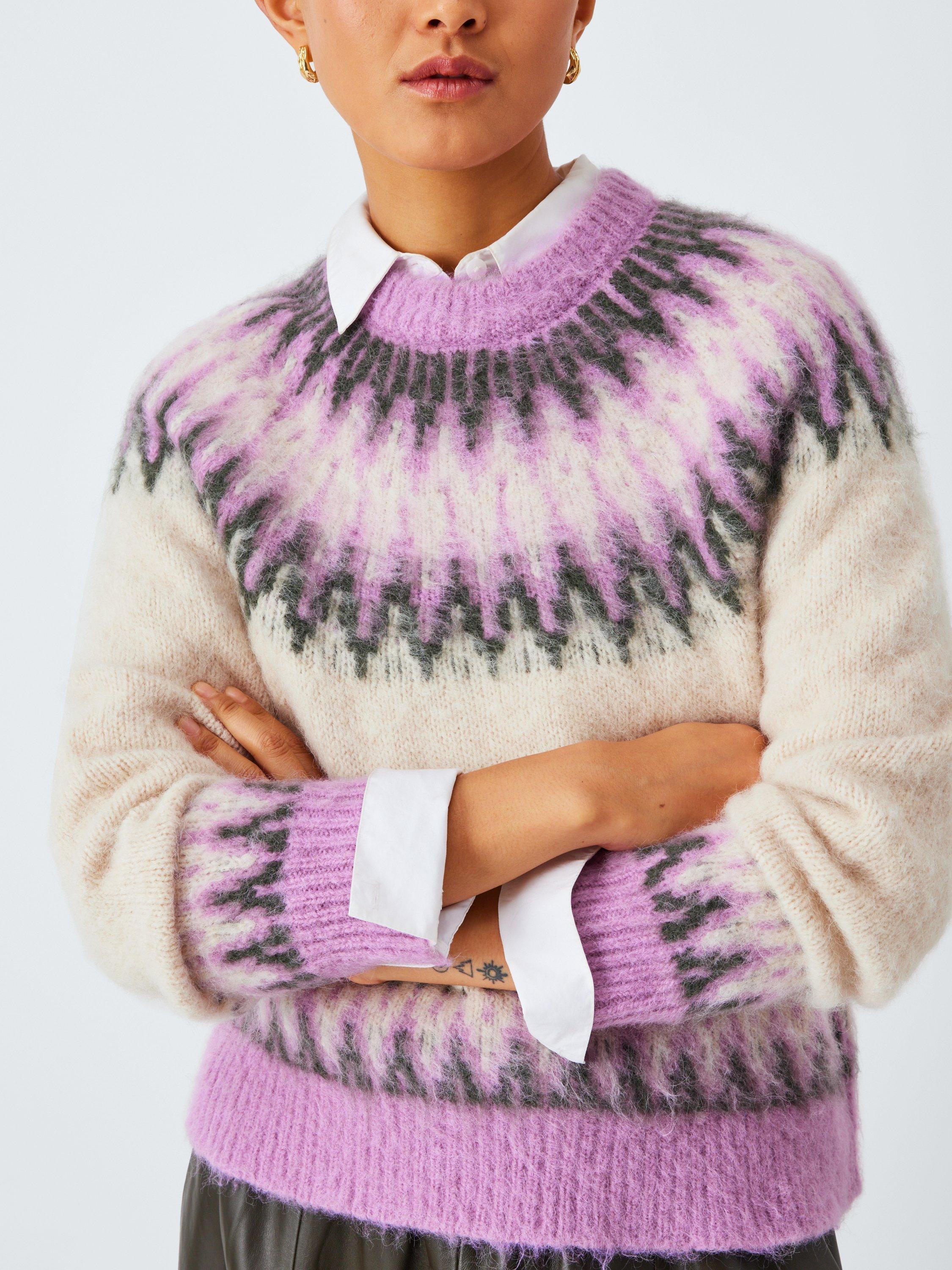 Product image 6 of 6, which shows John Lewis Alpaca Wool Blend Fair Isle Knit Jumper, Cream/Multi, 12