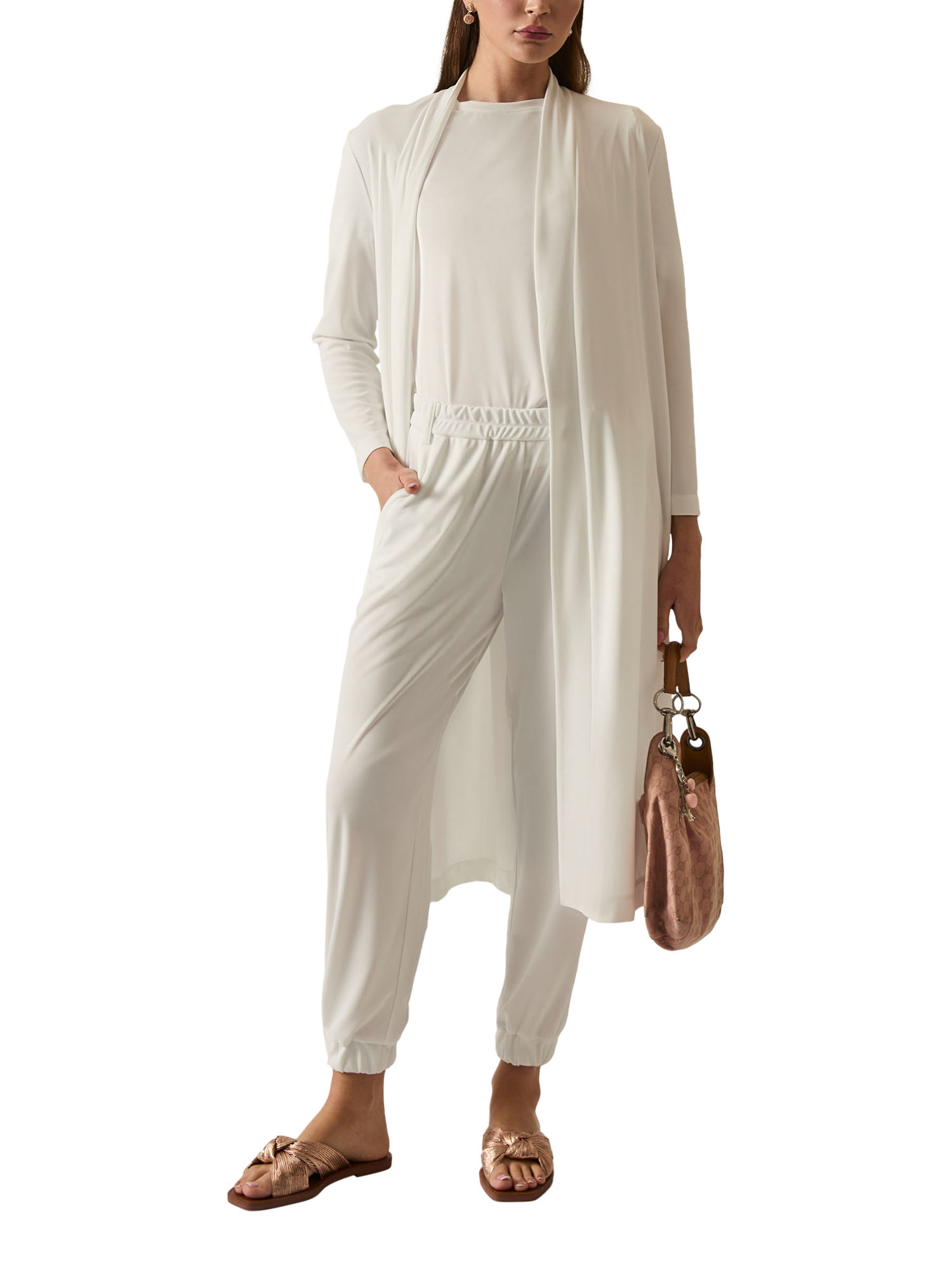 Product image 5 of 7, which shows James Lakeland Jersey Longline Cardigan, White, 8