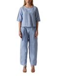 James Lakeland Crinkle Back Button Top, Pale Blue
