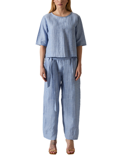 James Lakeland Crinkle Back Button Top, Pale Blue, Pale Blue