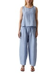 James Lakeland Back Button Linen Rich Sleeveless Top, Pale Blue, Pale Blue