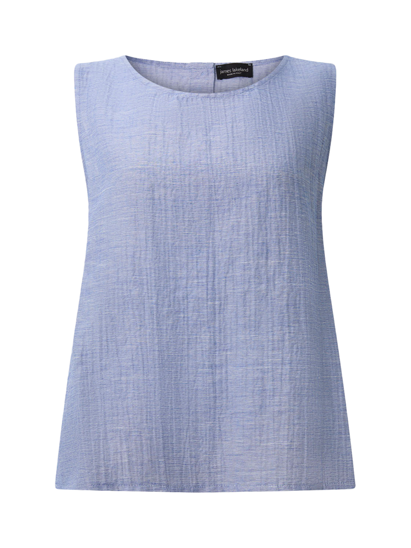 Product image 7 of 7, which shows James Lakeland Back Button Linen Rich Sleeveless Top, Pale Blue, 8