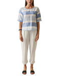 James Lakeland Stripe Linen Rich Button Back Top, Multi, Multi