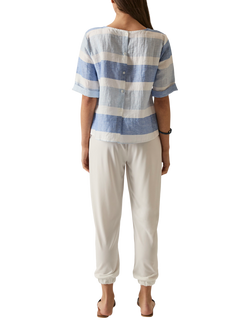 James Lakeland Stripe Linen Rich Button Back Top, Multi - view 2, Multi