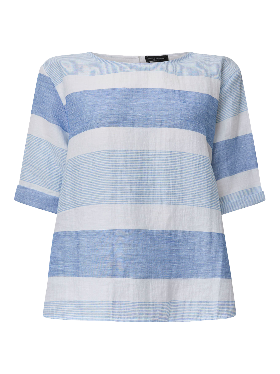 Product image 7 of 7, which shows James Lakeland Stripe Linen Rich Button Back Top, Multi, 8