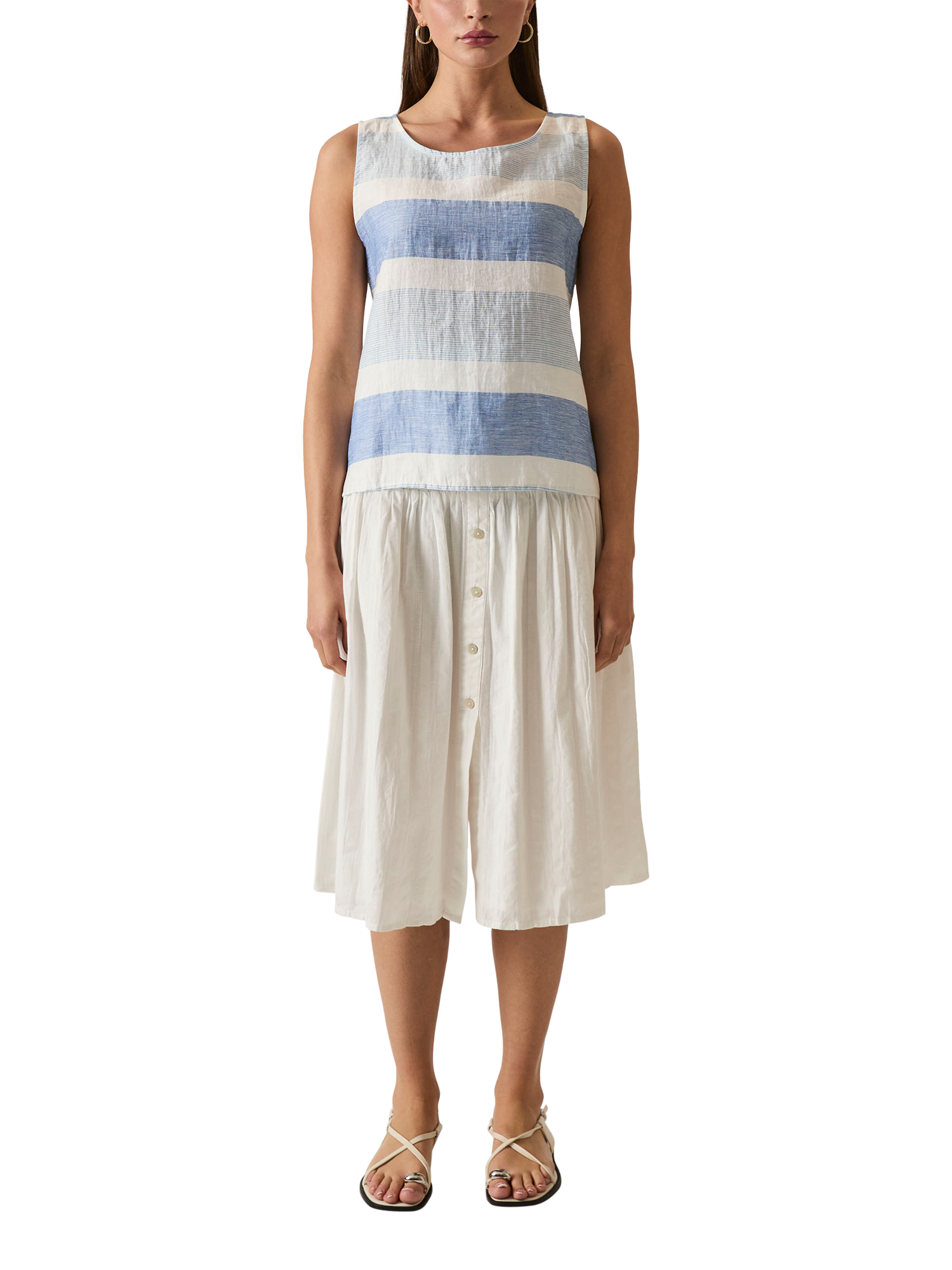 Product image 1 of 7, which shows James Lakeland Striped Sleeveless Linen Blend Top, Multi, 8