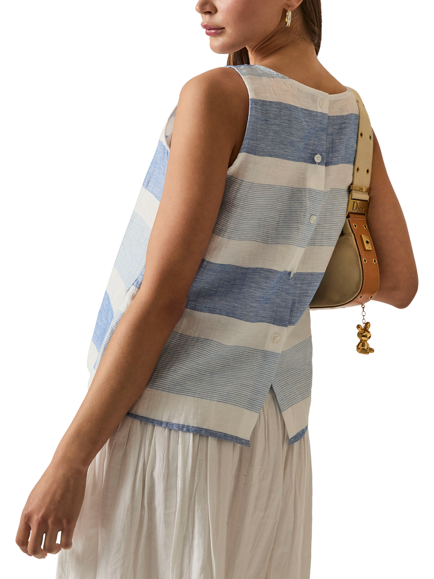 Product image 4 of 7, which shows James Lakeland Striped Sleeveless Linen Blend Top, Multi, 8