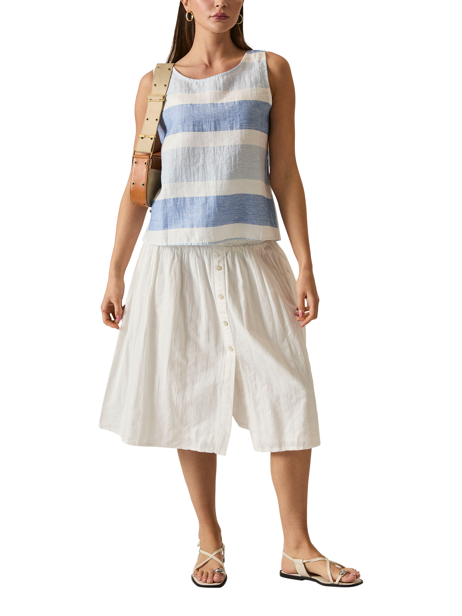 Product image 6 of 7, which shows James Lakeland Striped Sleeveless Linen Blend Top, Multi, 8
