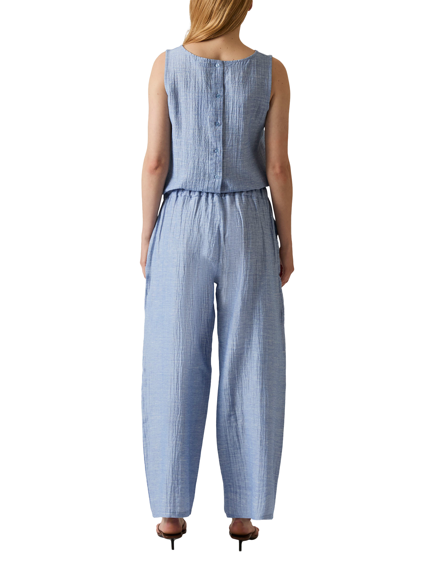 Product image 2 of 6, which shows James Lakeland Belted Crinkle Trousers, Pale Blue, 8