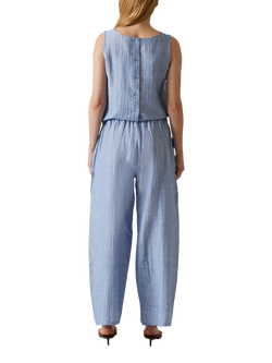 James Lakeland Belted Crinkle Trousers, Pale Blue - view 2, Pale Blue