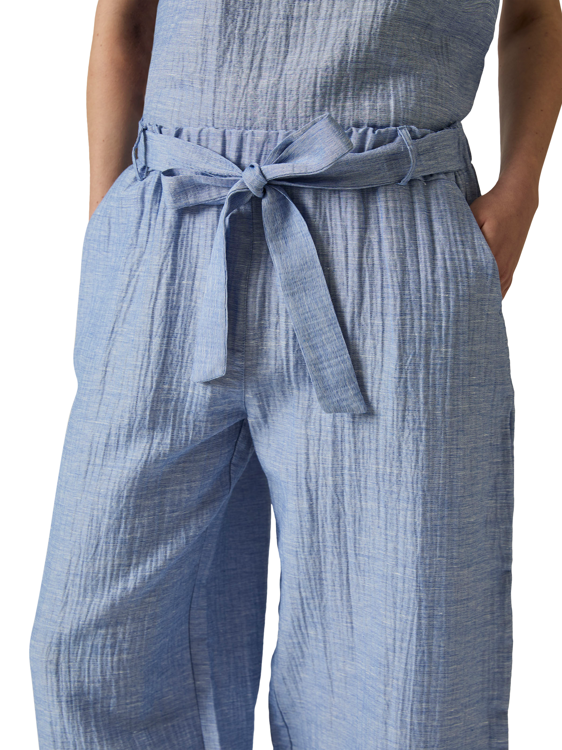 Product image 4 of 6, which shows James Lakeland Belted Crinkle Trousers, Pale Blue, 8