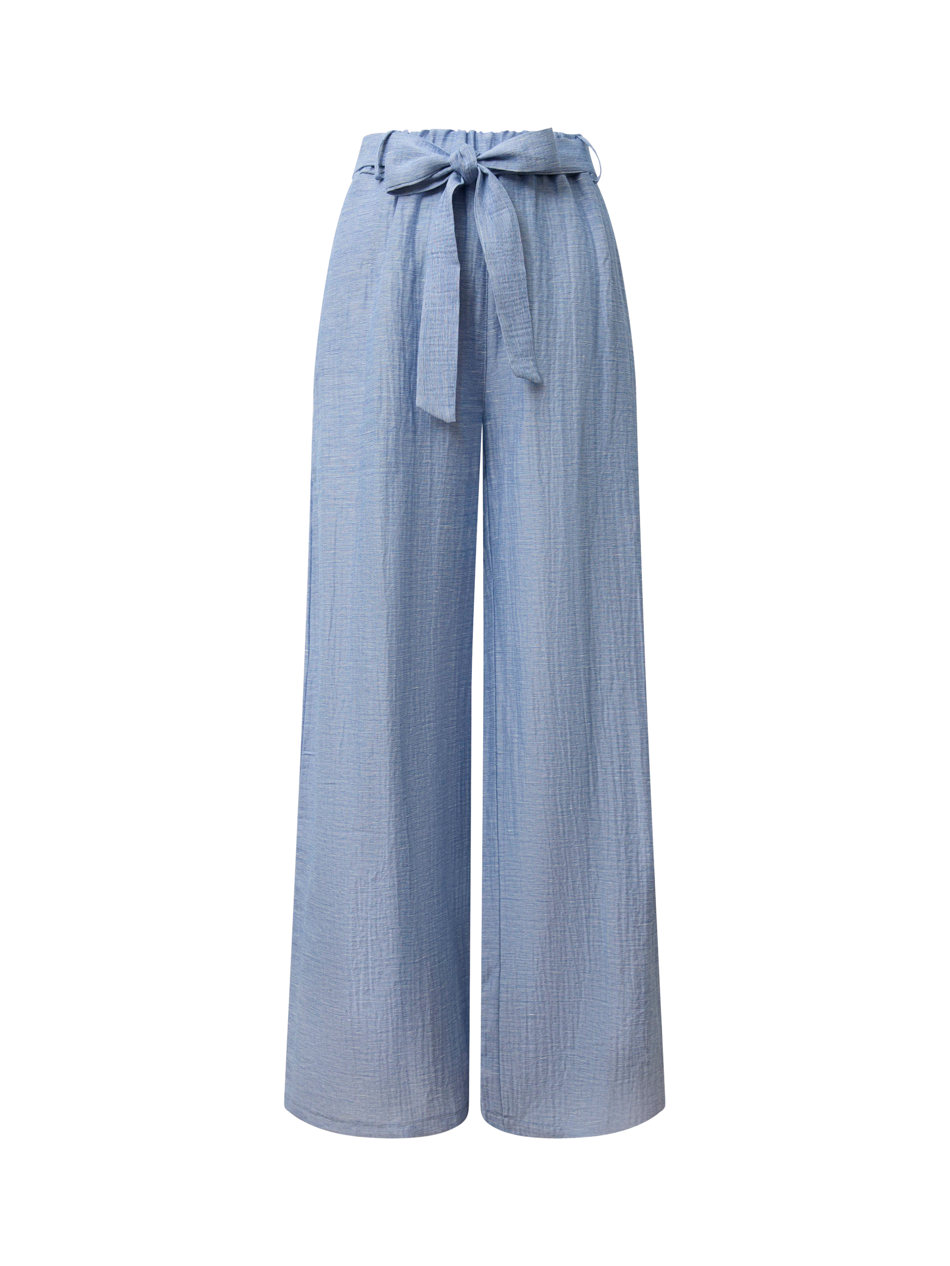 Product image 6 of 6, which shows James Lakeland Belted Crinkle Trousers, Pale Blue, 8