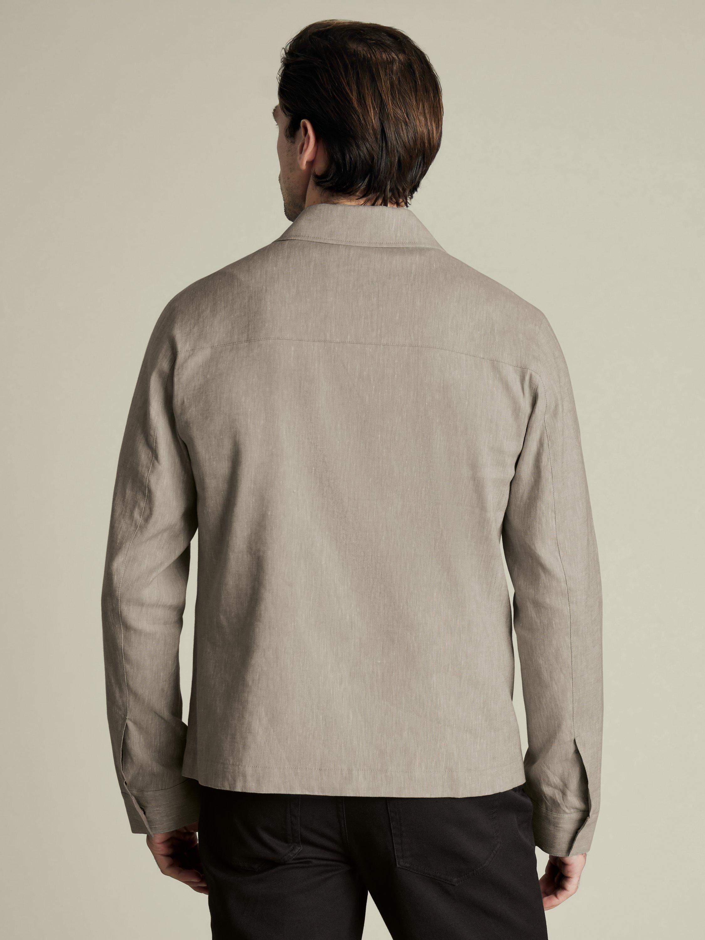 Product image 2 of 4, which shows Charles Tyrwhitt Linen Cotton Blend Harrington Jacket, Limestone, S