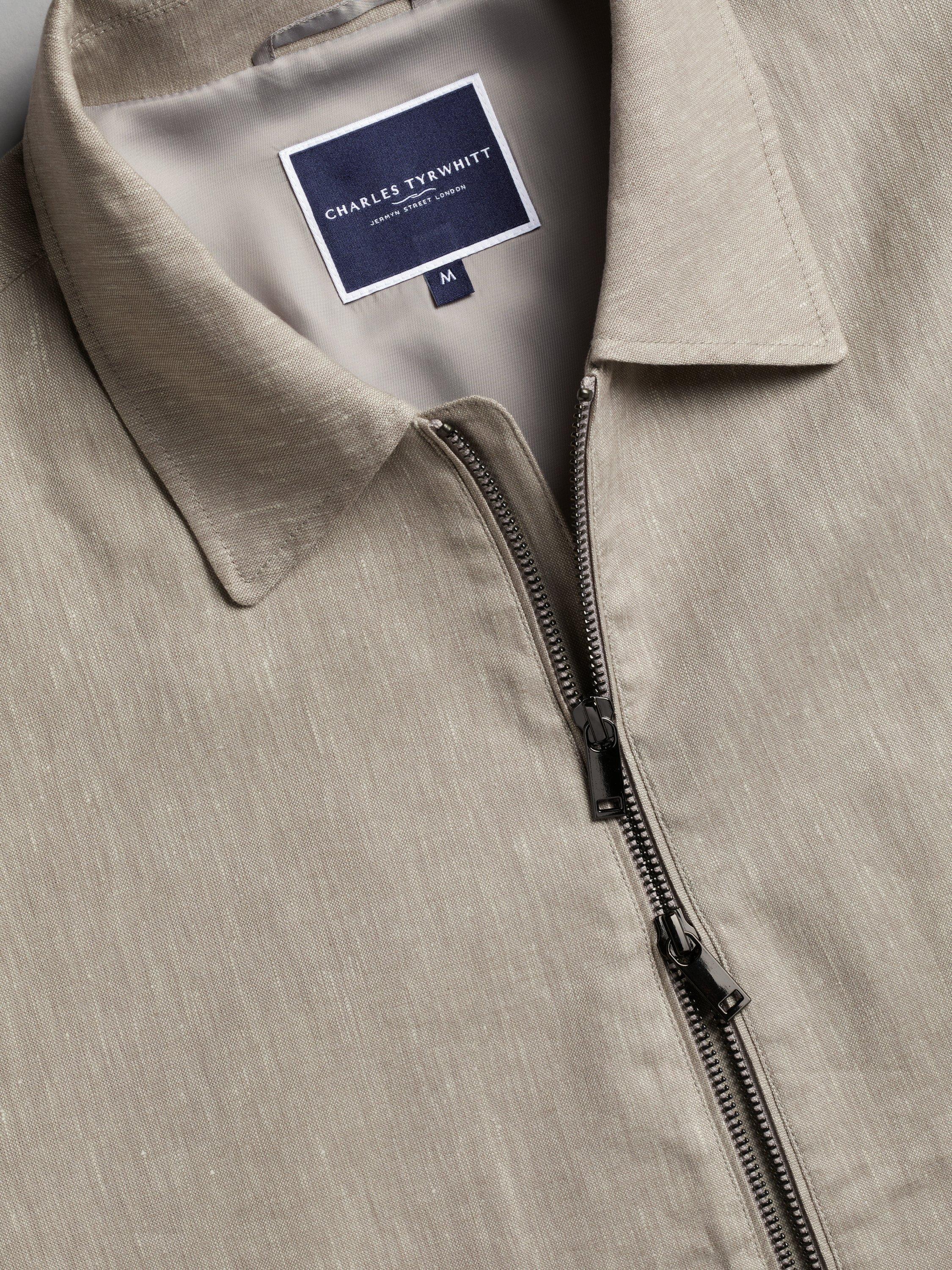 Product image 4 of 4, which shows Charles Tyrwhitt Linen Cotton Blend Harrington Jacket, Limestone, S