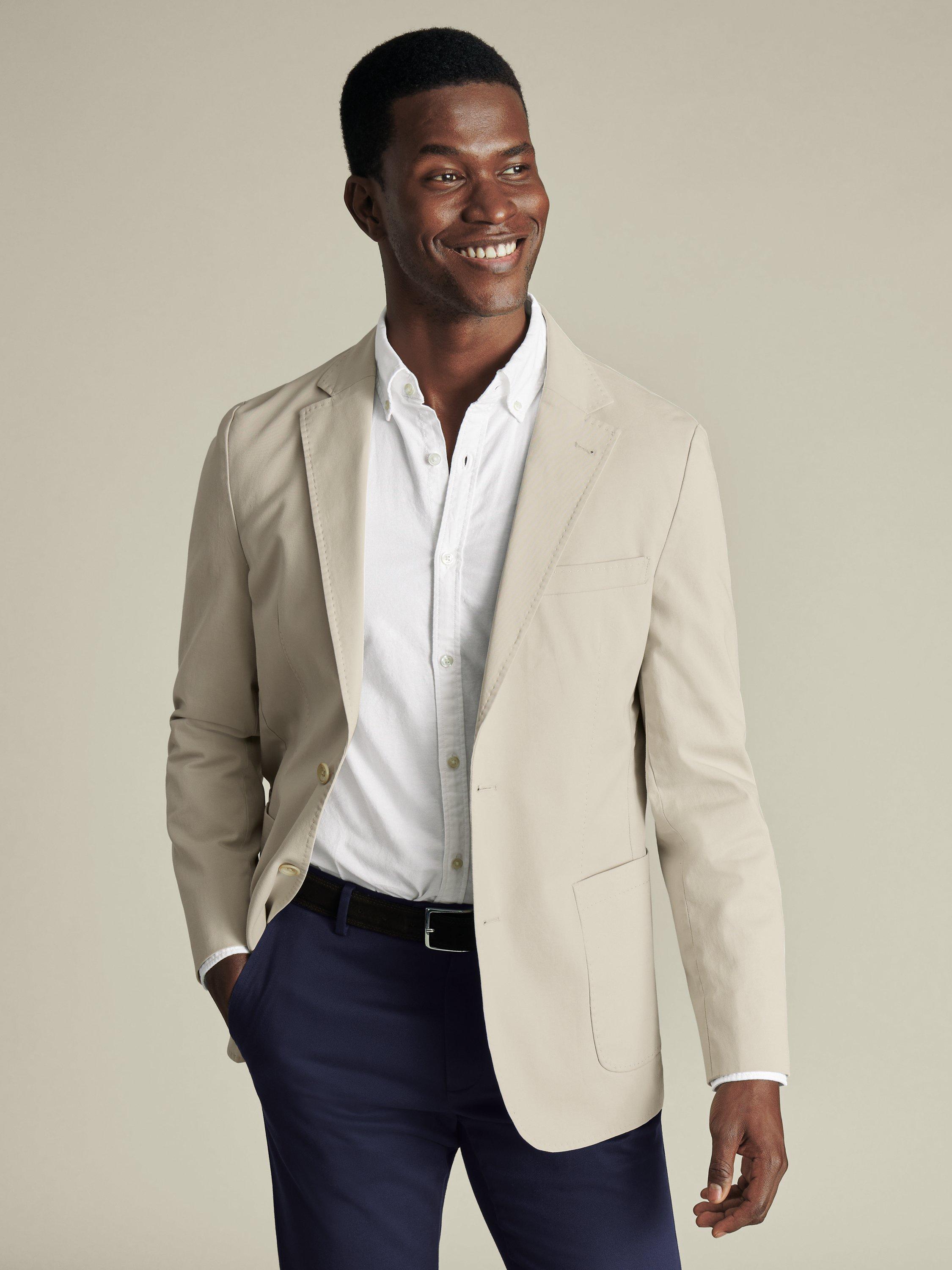 Product image 1 of 5, which shows Charles Tyrwhitt Cotton Stretch Slim Fit Blazer, Ivory, C36 R