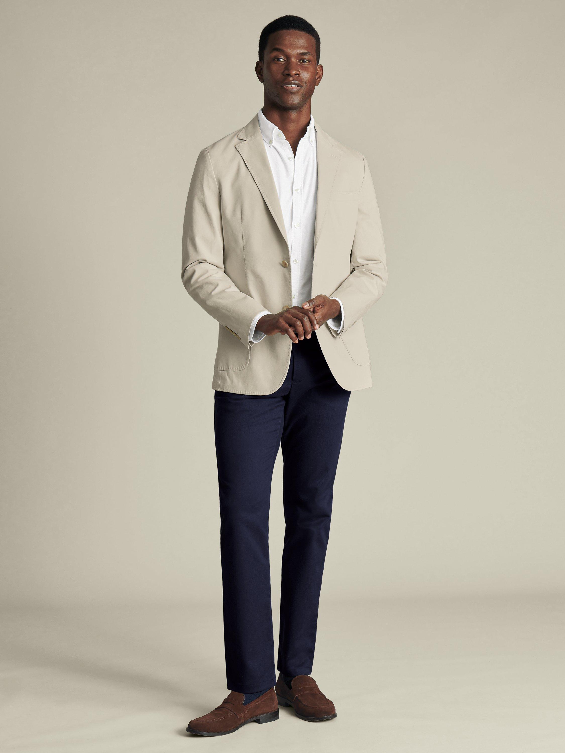 Product image 4 of 5, which shows Charles Tyrwhitt Cotton Stretch Slim Fit Blazer, Ivory, C36 R