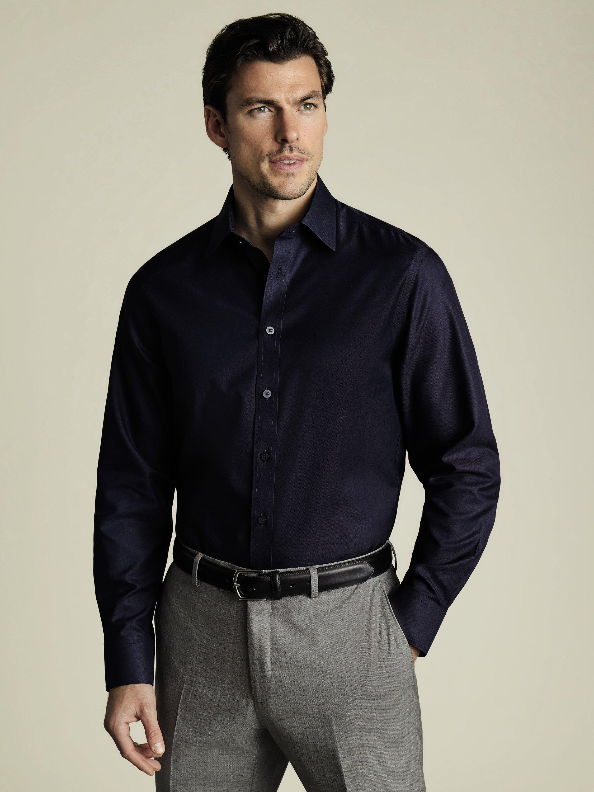 Charles Tyrwhitt Non-Iron Cotton Slim Fit Shirt, Navy