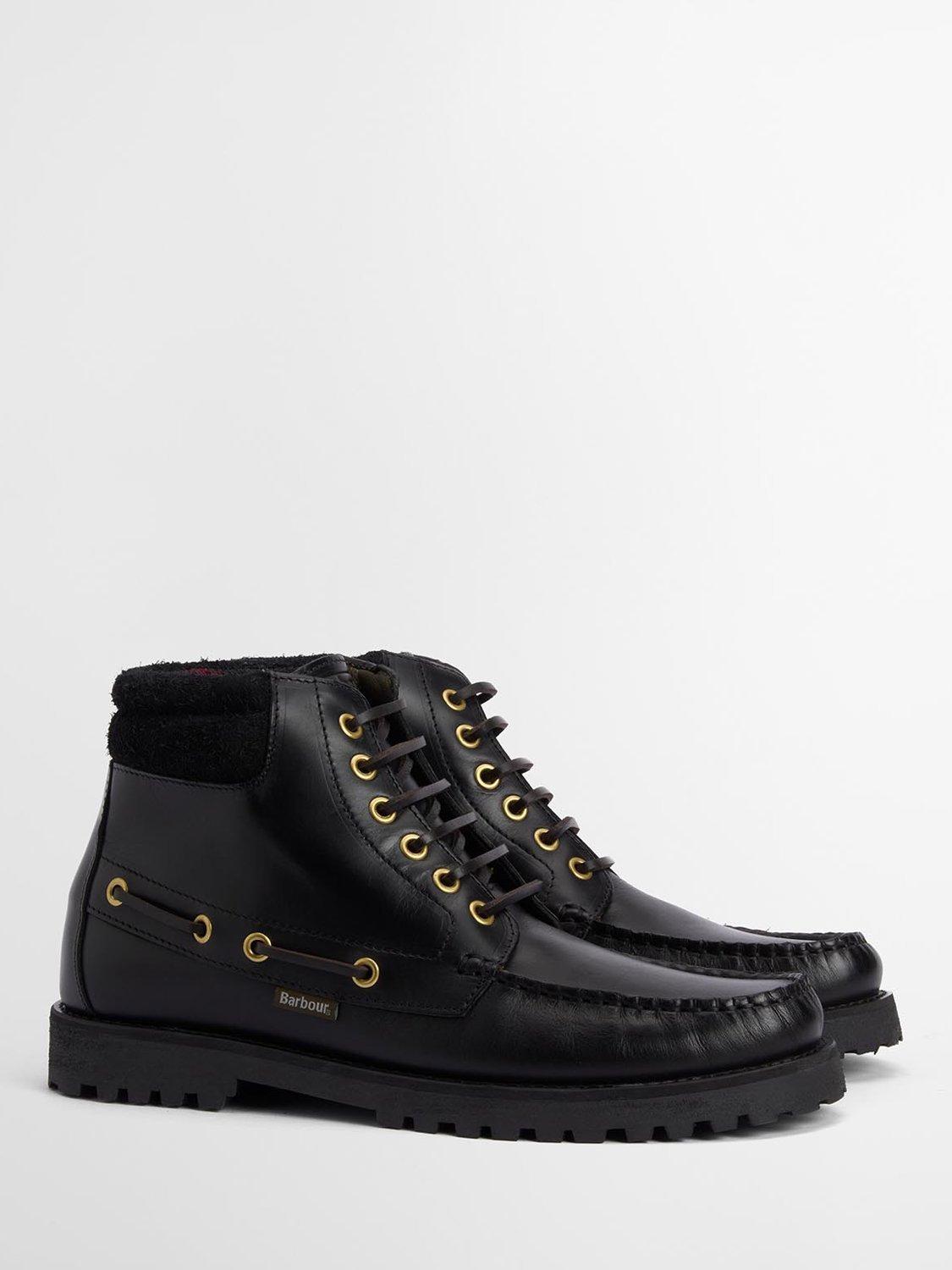 Product image 2 of 8, which shows Barbour Tiller Moccasin Leather Boots, Black, 8