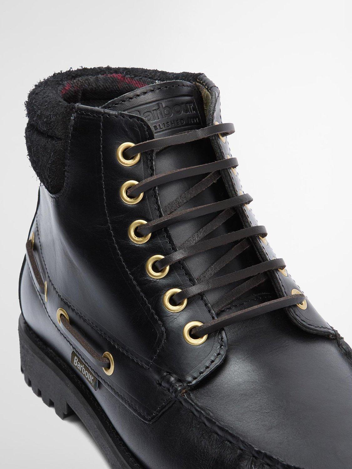 Product image 5 of 8, which shows Barbour Tiller Moccasin Leather Boots, Black, 8