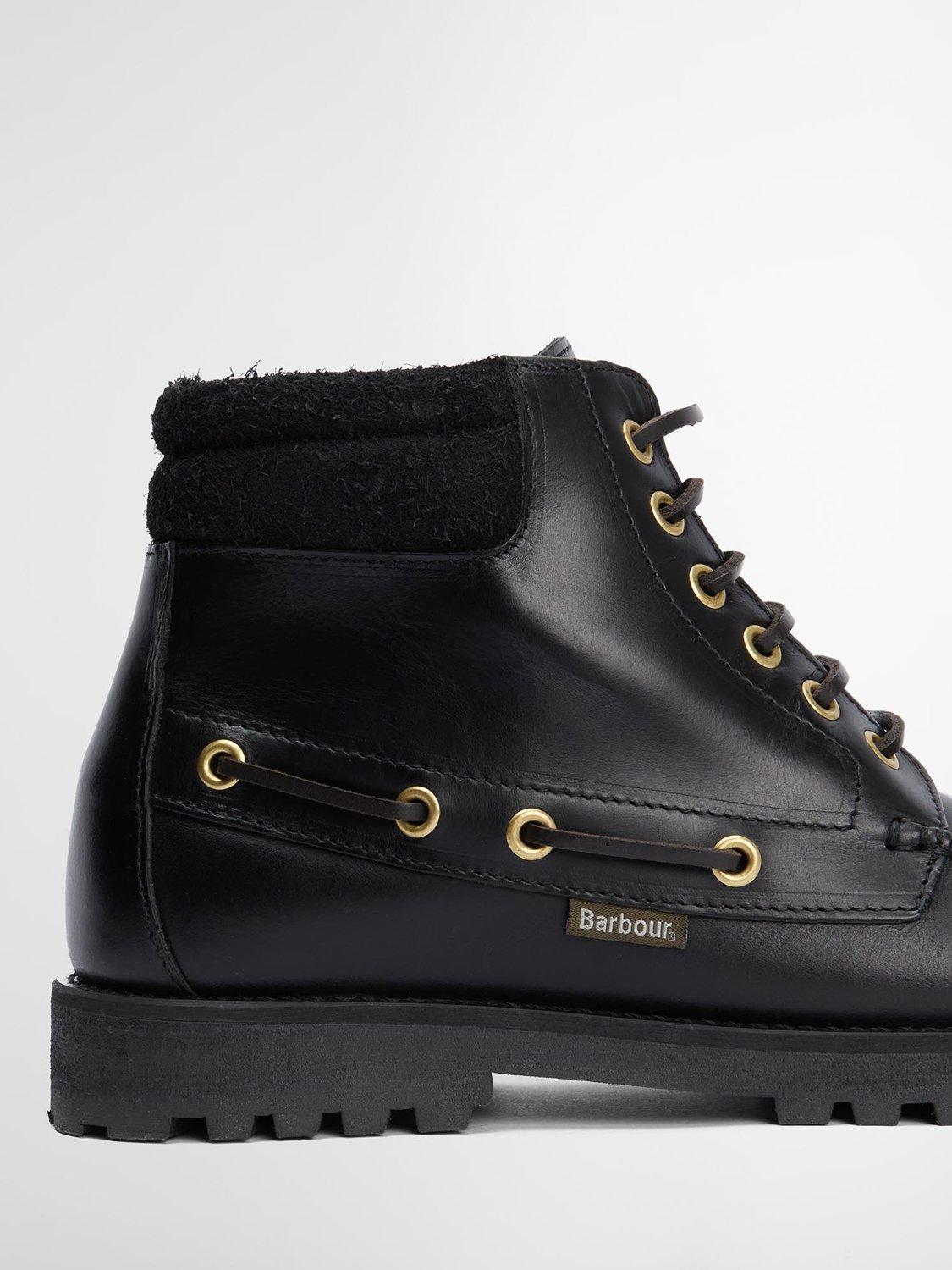 Product image 6 of 8, which shows Barbour Tiller Moccasin Leather Boots, Black, 8