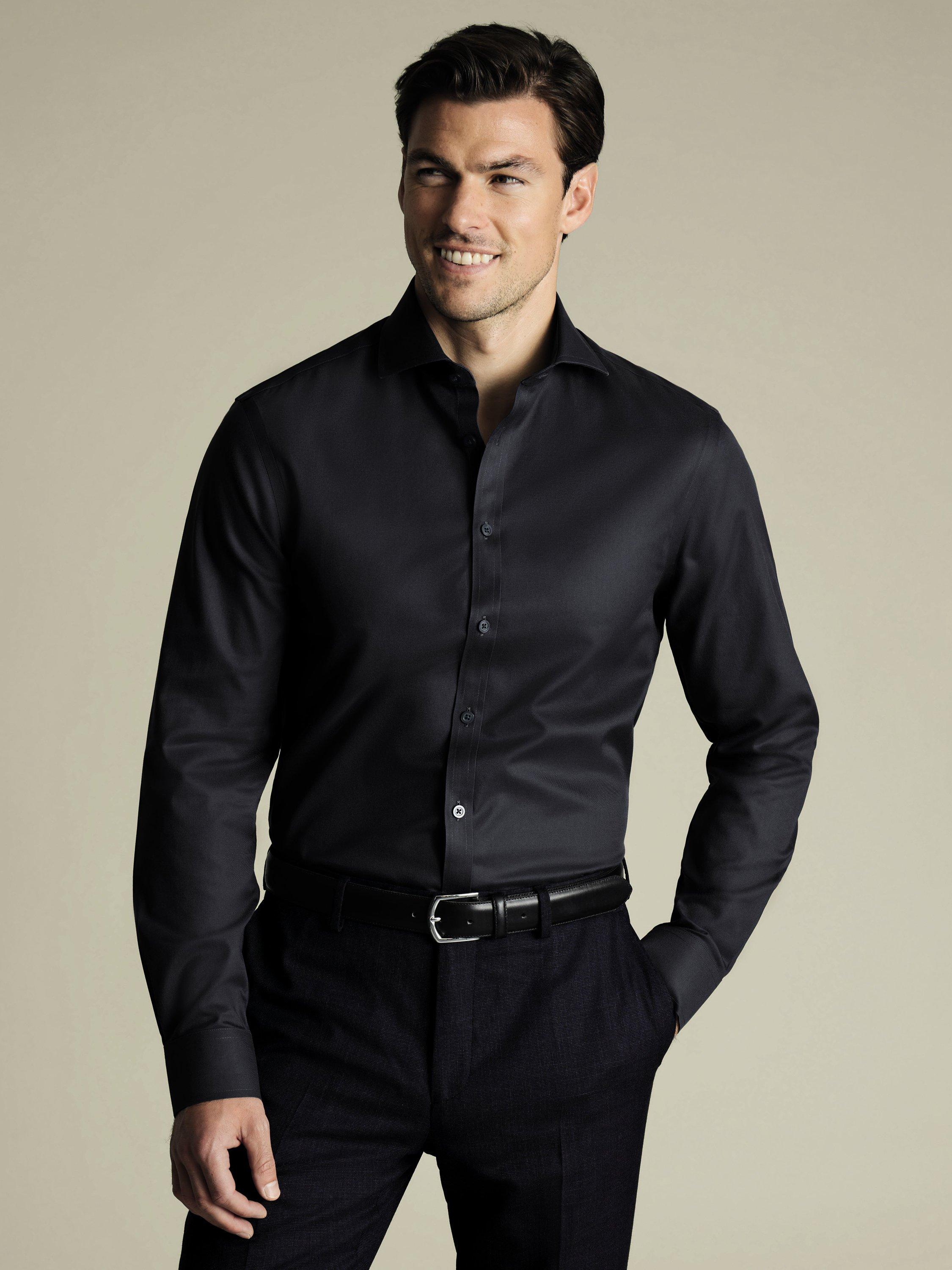 Charles Tyrwhitt Non-Iron Cotton Slim Fit Shirt, Charcoal