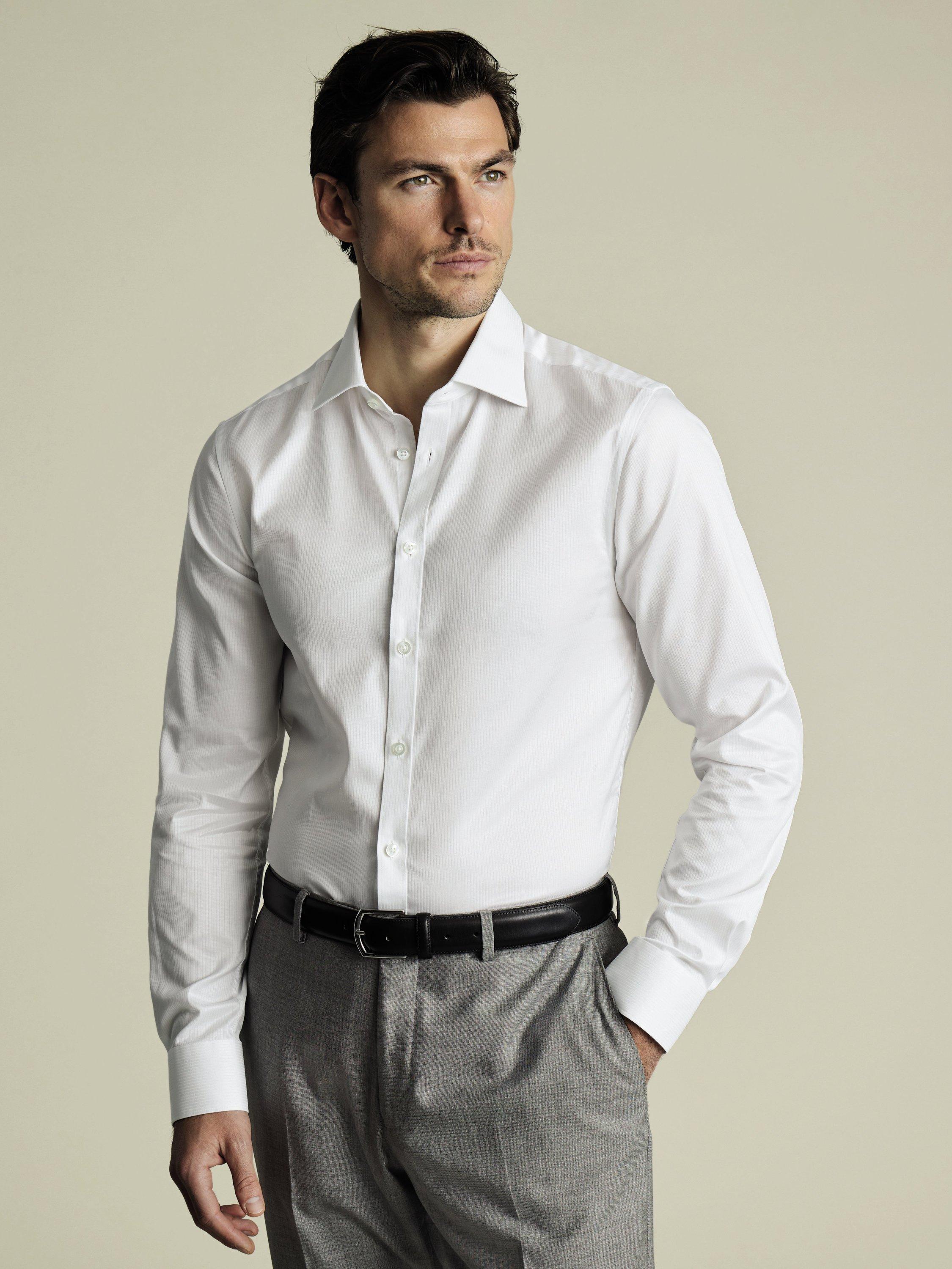 Charles Tyrwhitt Egyptian Cotton Slim Fit Stripe Shirt, White