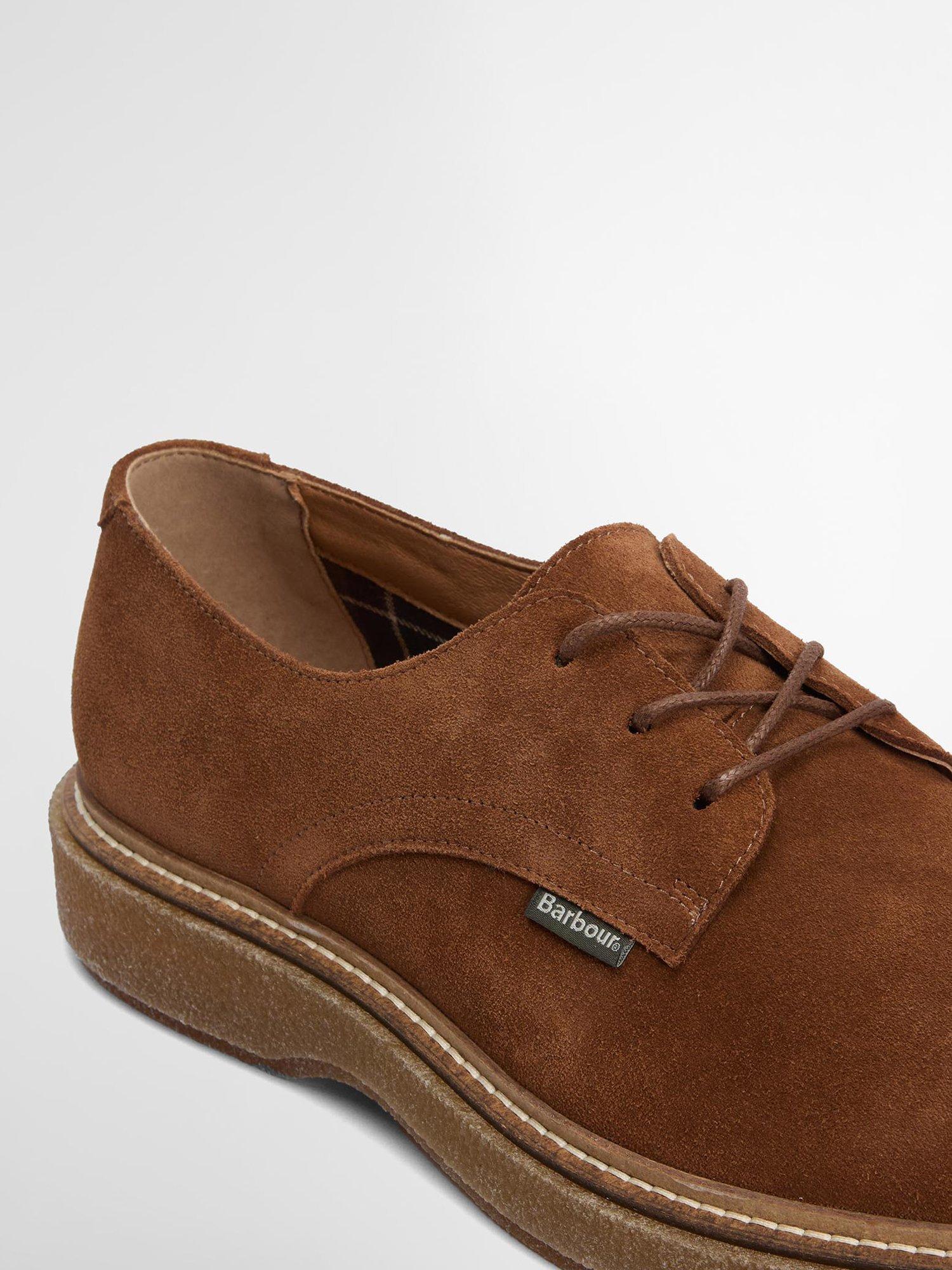 Product image 5 of 8, which shows Barbour Harefield Suede Derby Shoes, Toffee Suede, 7