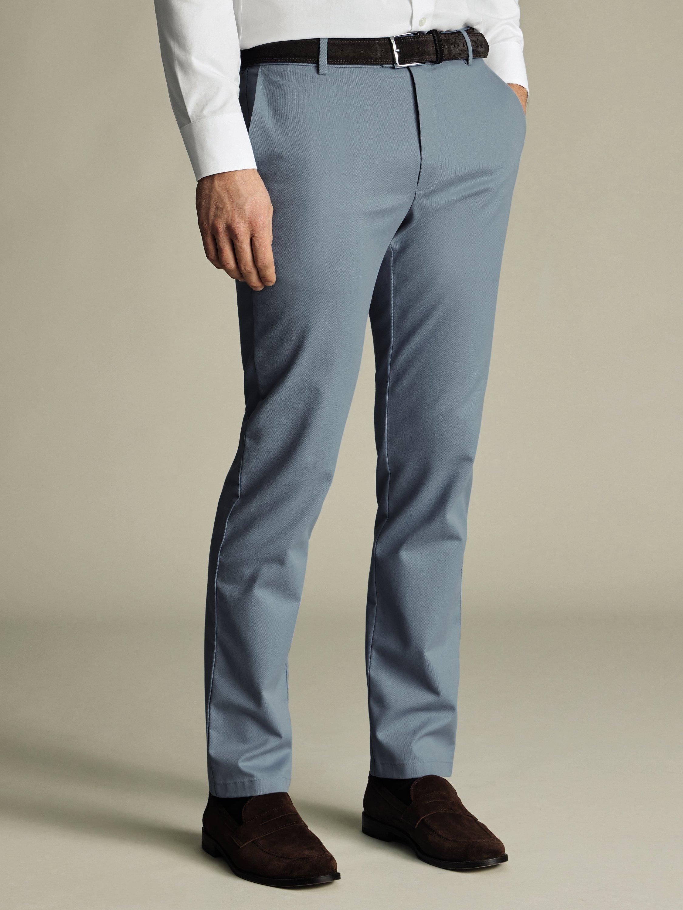Charles Tyrwhitt Non-Iron Cotton Blend Classic Fit Trousers, Sky Blue