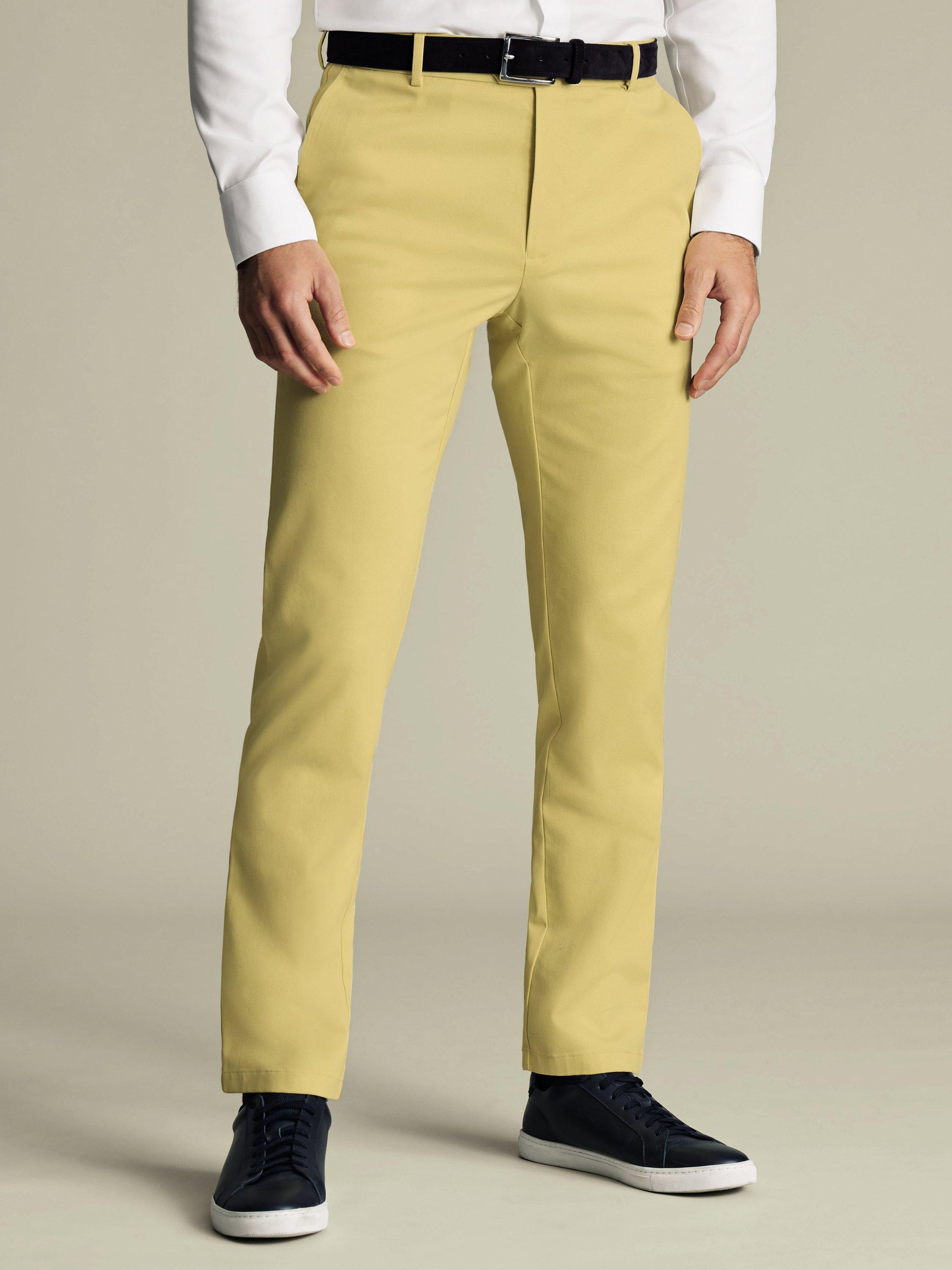 Charles Tyrwhitt Non-Iron Cotton Blend Trousers, Lemon