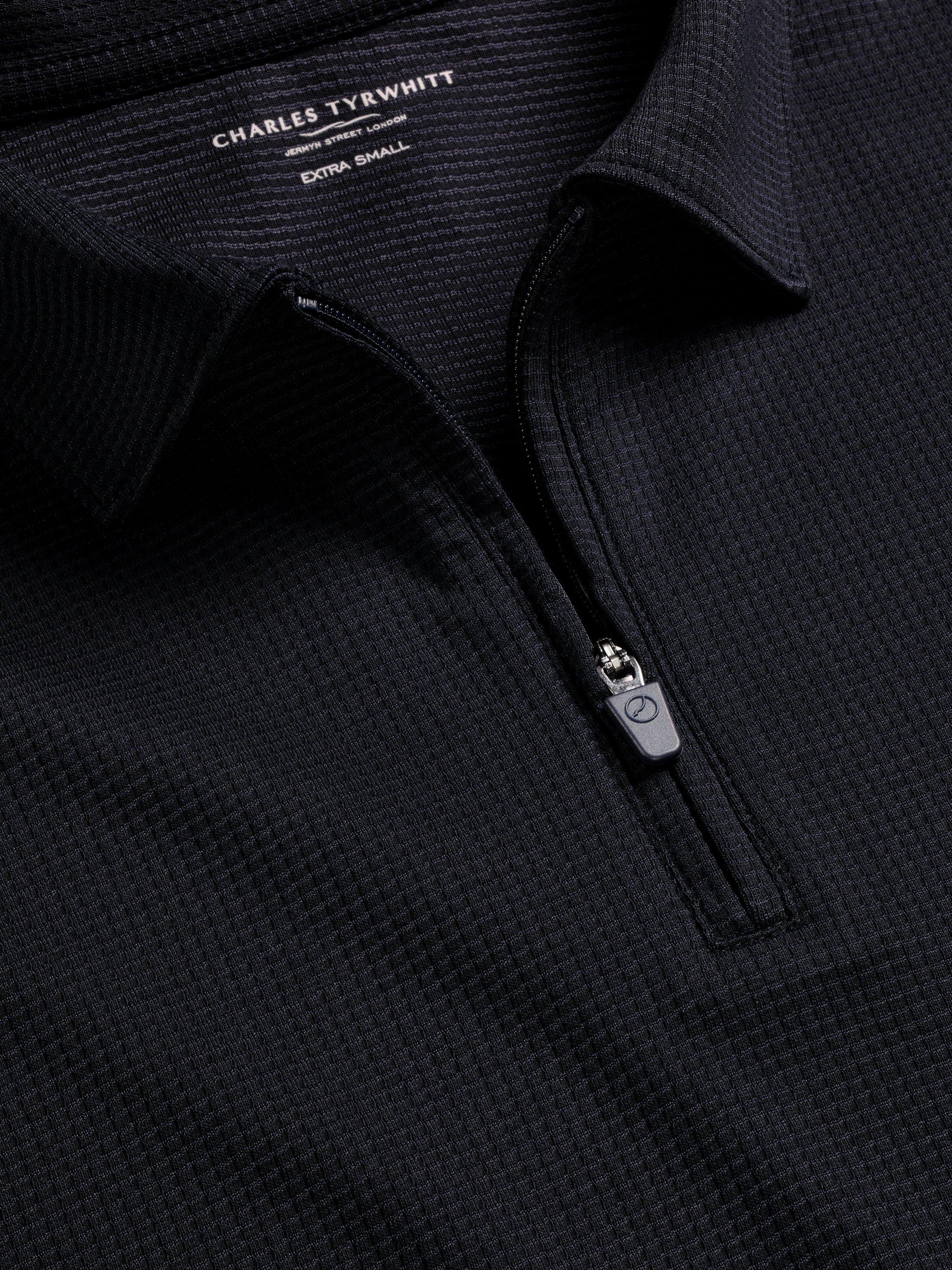 Product image 3 of 5, which shows Charles Tyrwhitt Regular Fit Textured Quarter Zip Polo Shirt, Navy, S