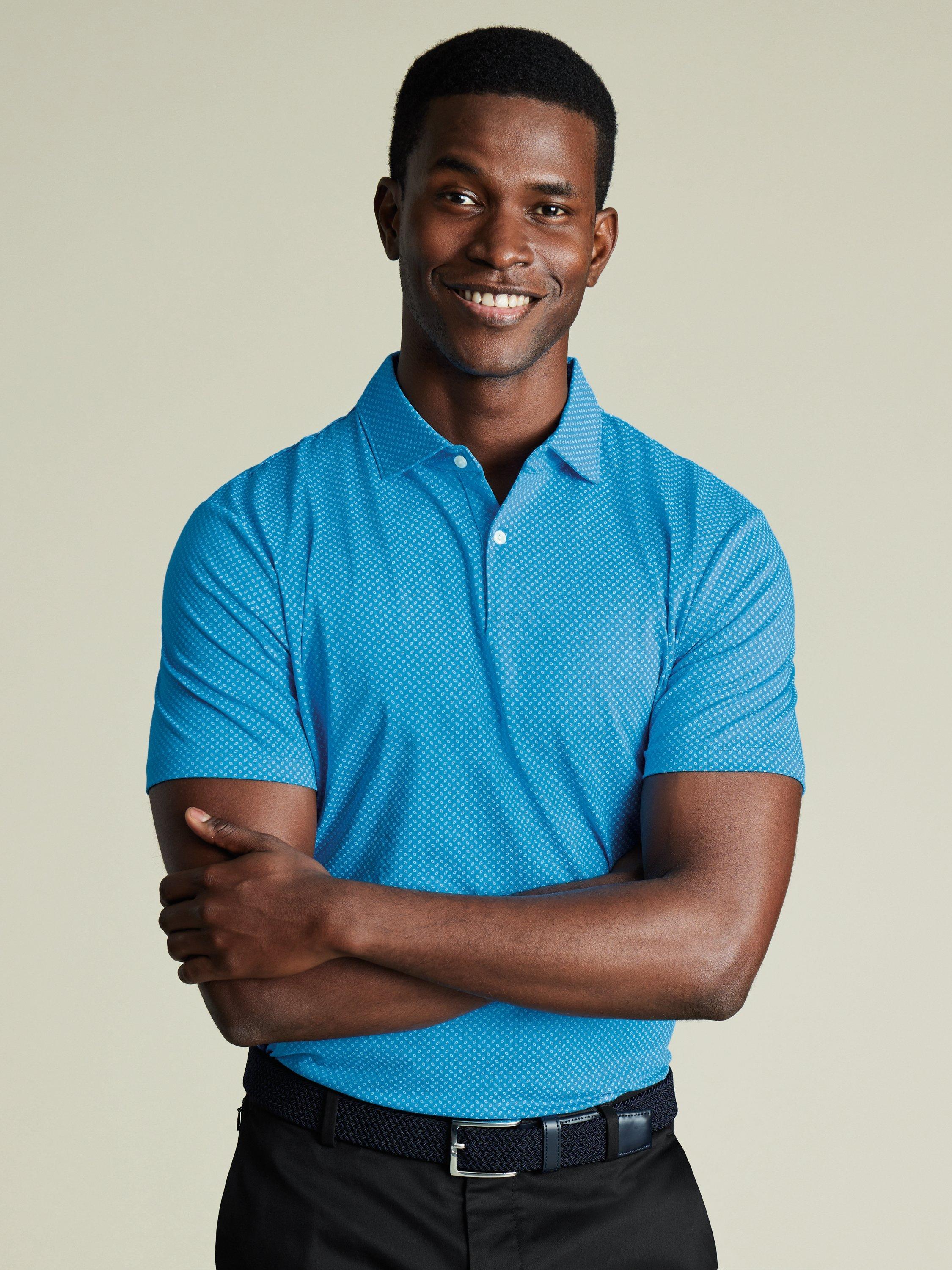 Charles Tyrwhitt Performance Cotton Blend Polo Shirt, Turquoise