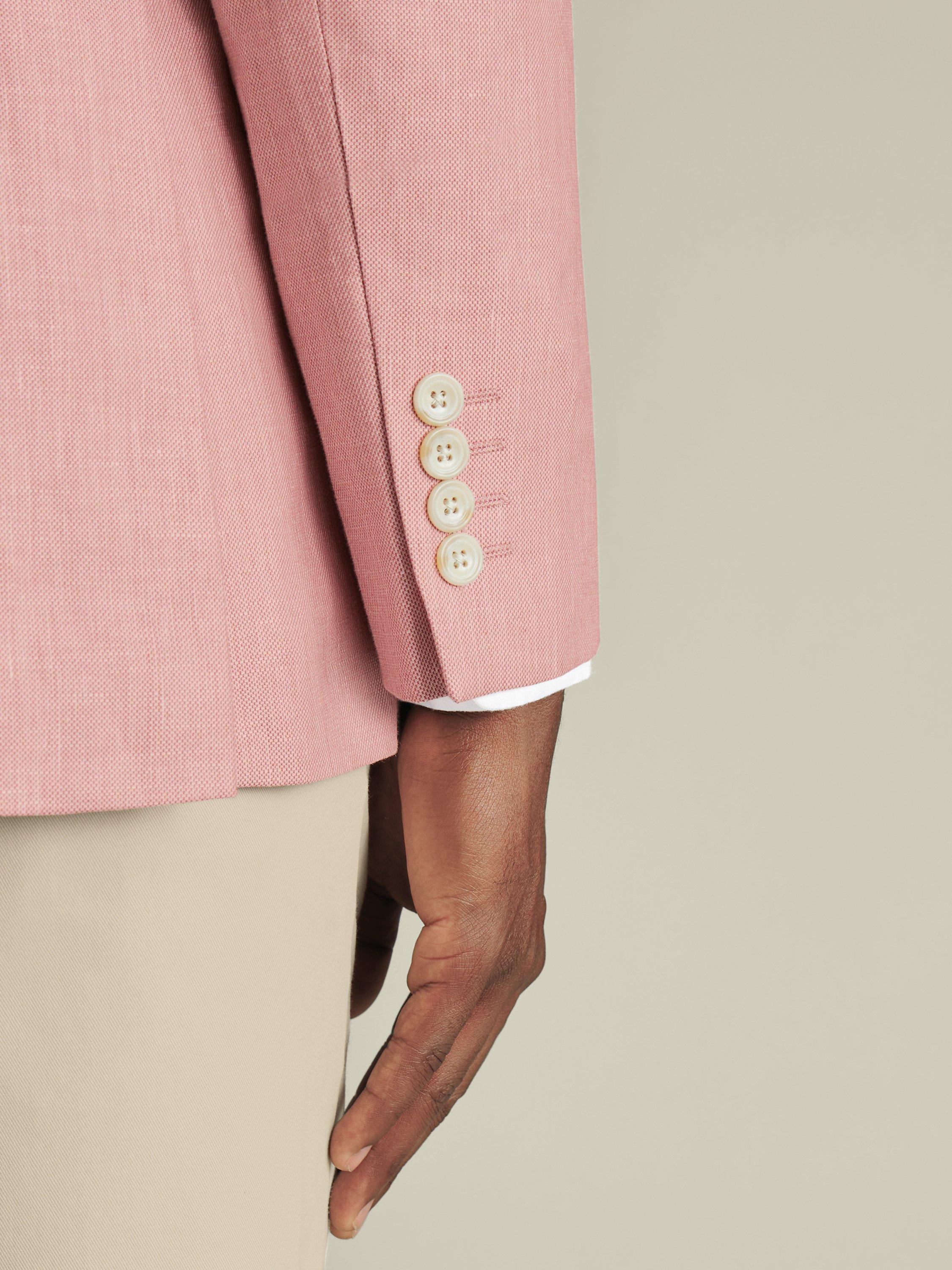 Product image 3 of 5, which shows Charles Tyrwhitt Linen Cotton Blend Slim Sit Suit Jacket, Coral Pink, 40R